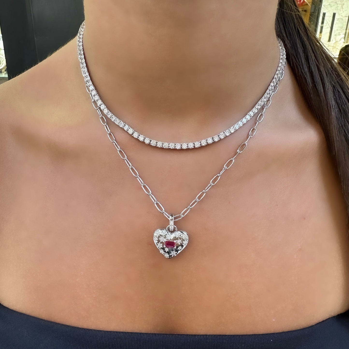 Paperclip Chain Heart Necklace