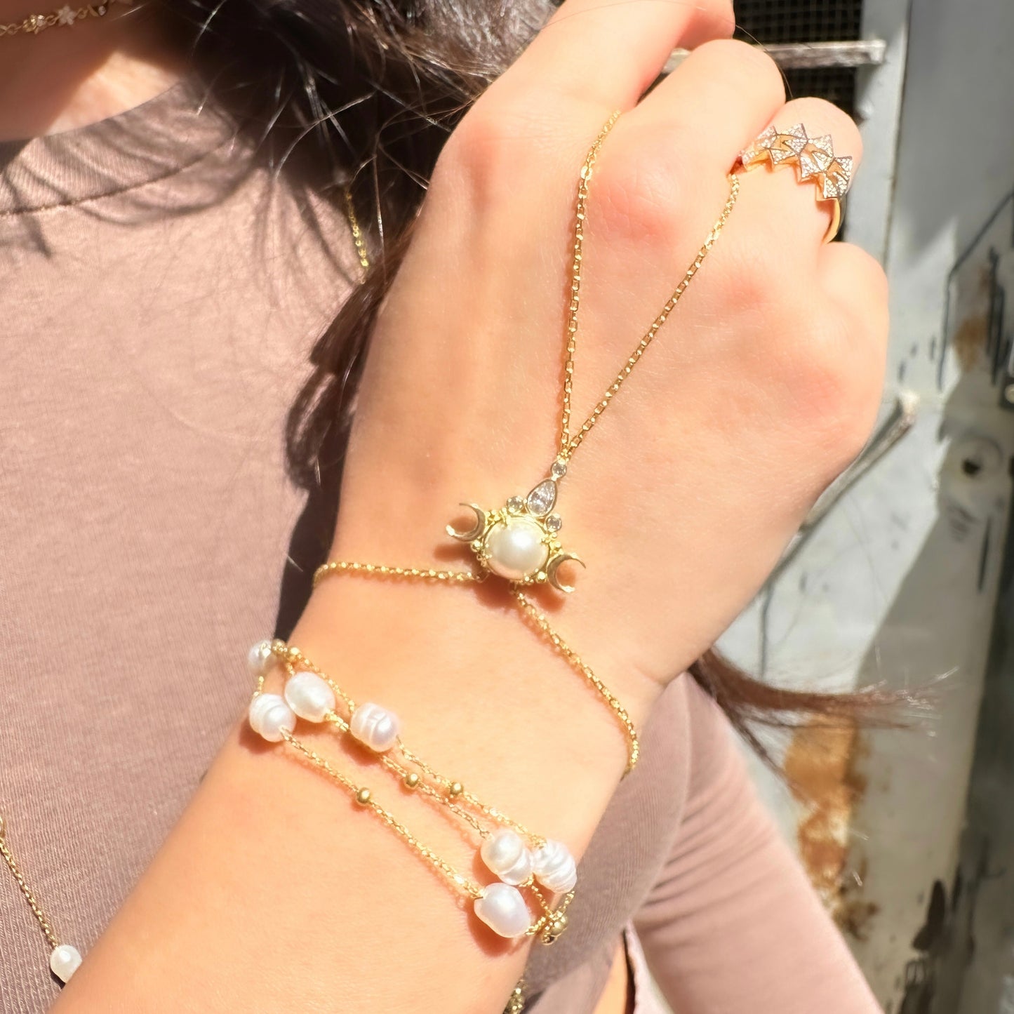 Three Row Pearl Bracelet