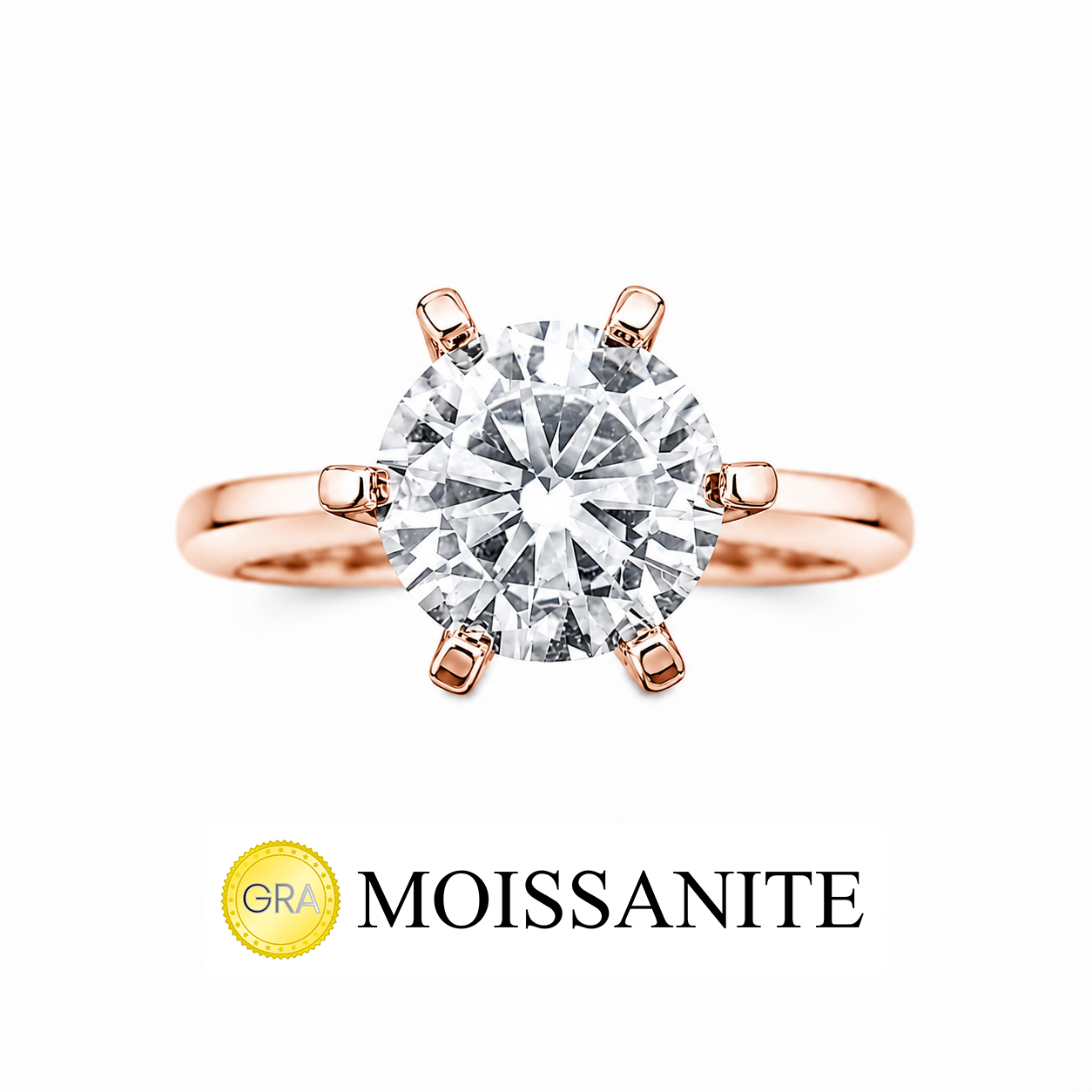 Two Carat Six Prong Moissanite Solitaire Ring