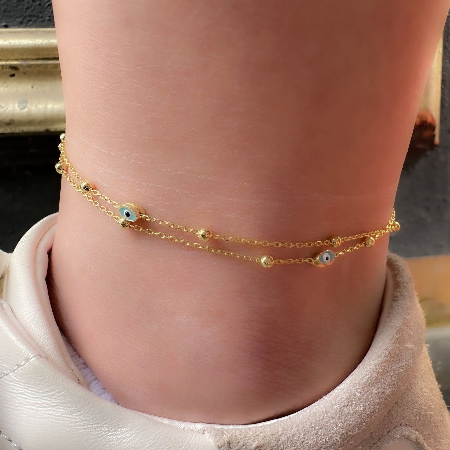 Double Chain Enamel Eye Anklet