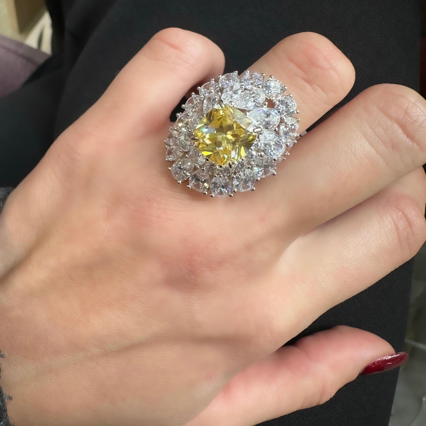Yellow Color Square Ring
