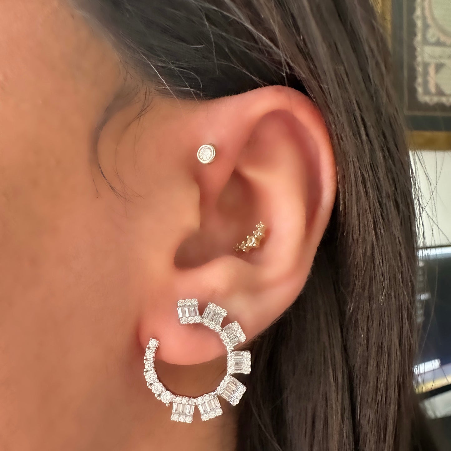 C Baguette Earring
