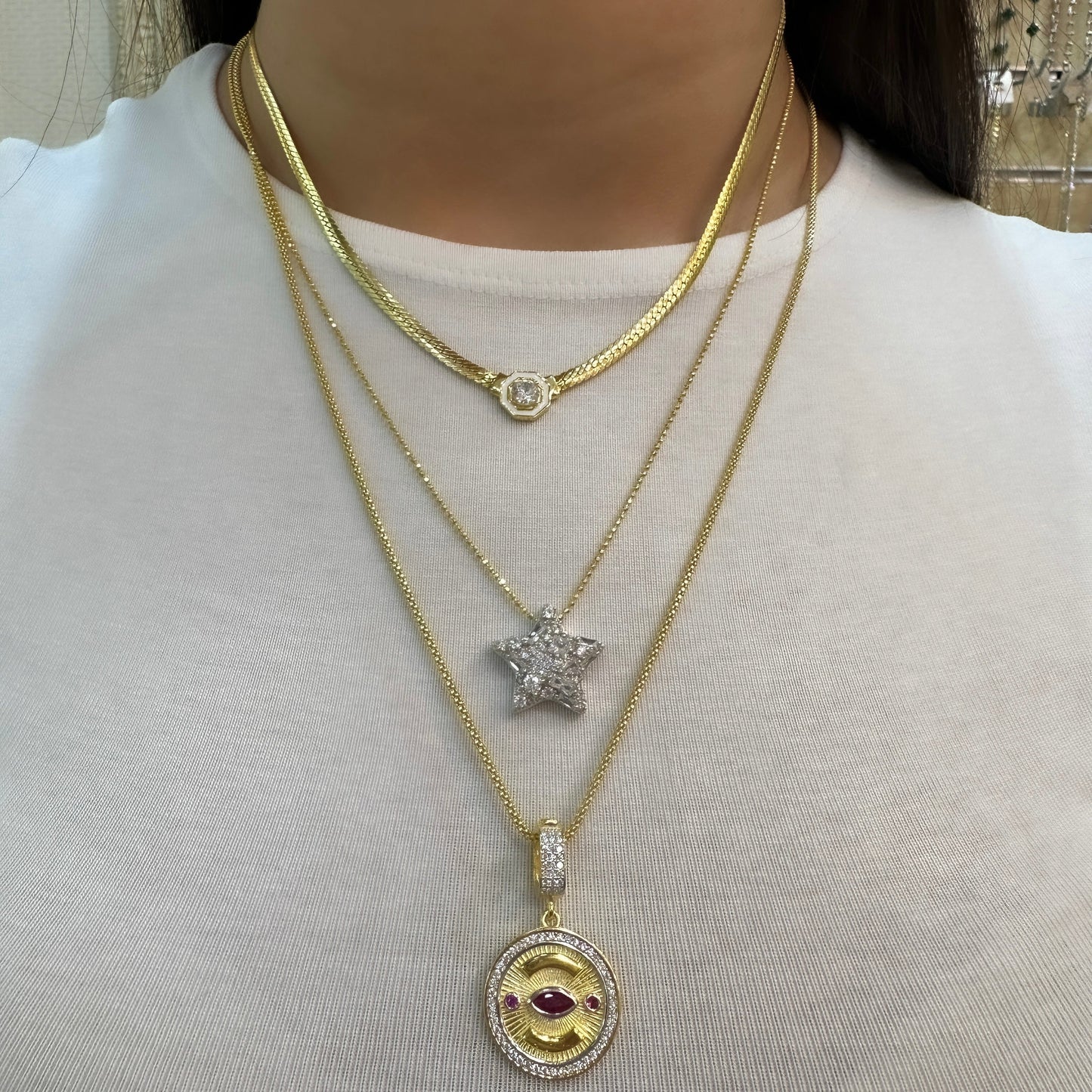 Colorful Stone Medallion Pendant / Charm