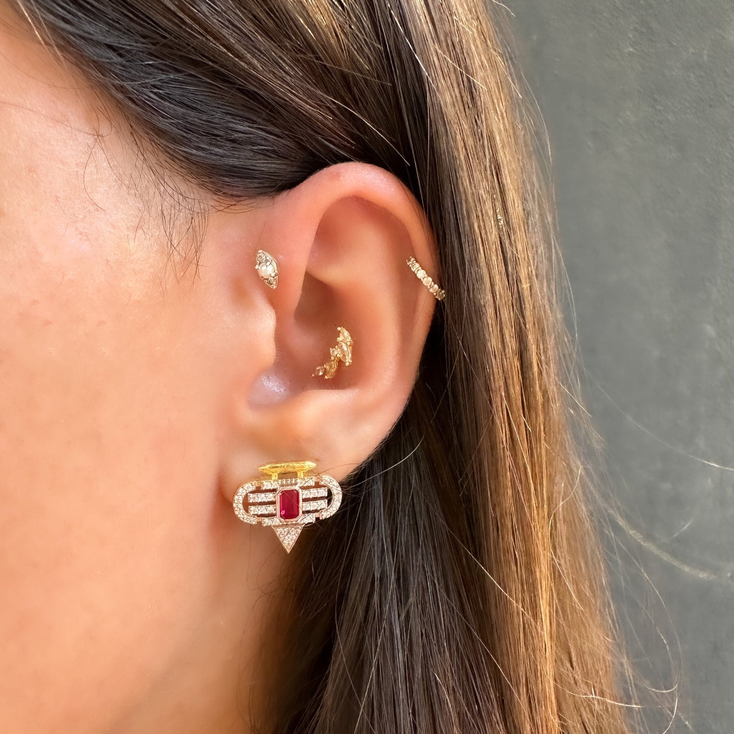Serenay Earrings with Colorful Stones
