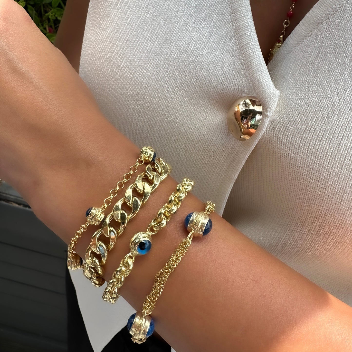 Single Evil Eye Hollow Bracelet