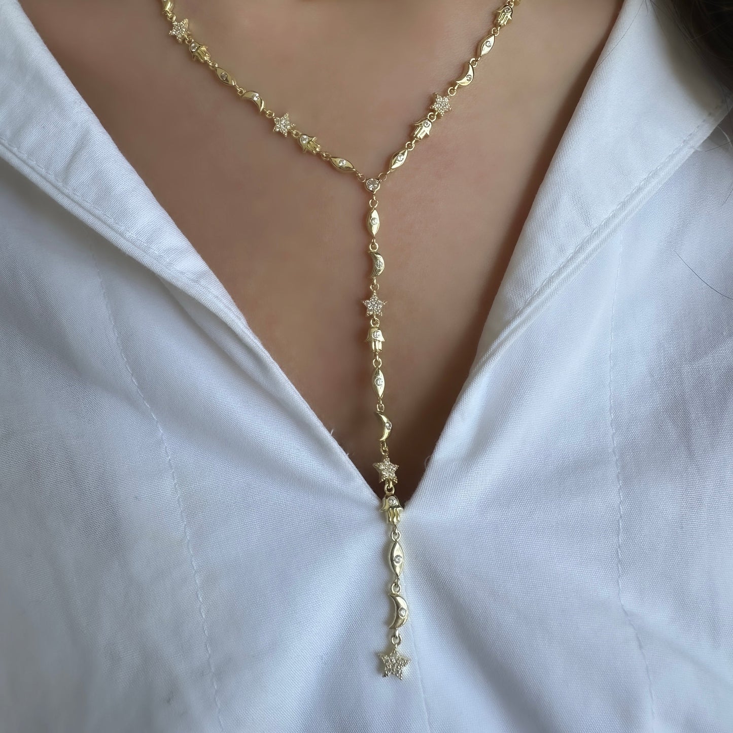 Bella Figured Sequential Y Necklace