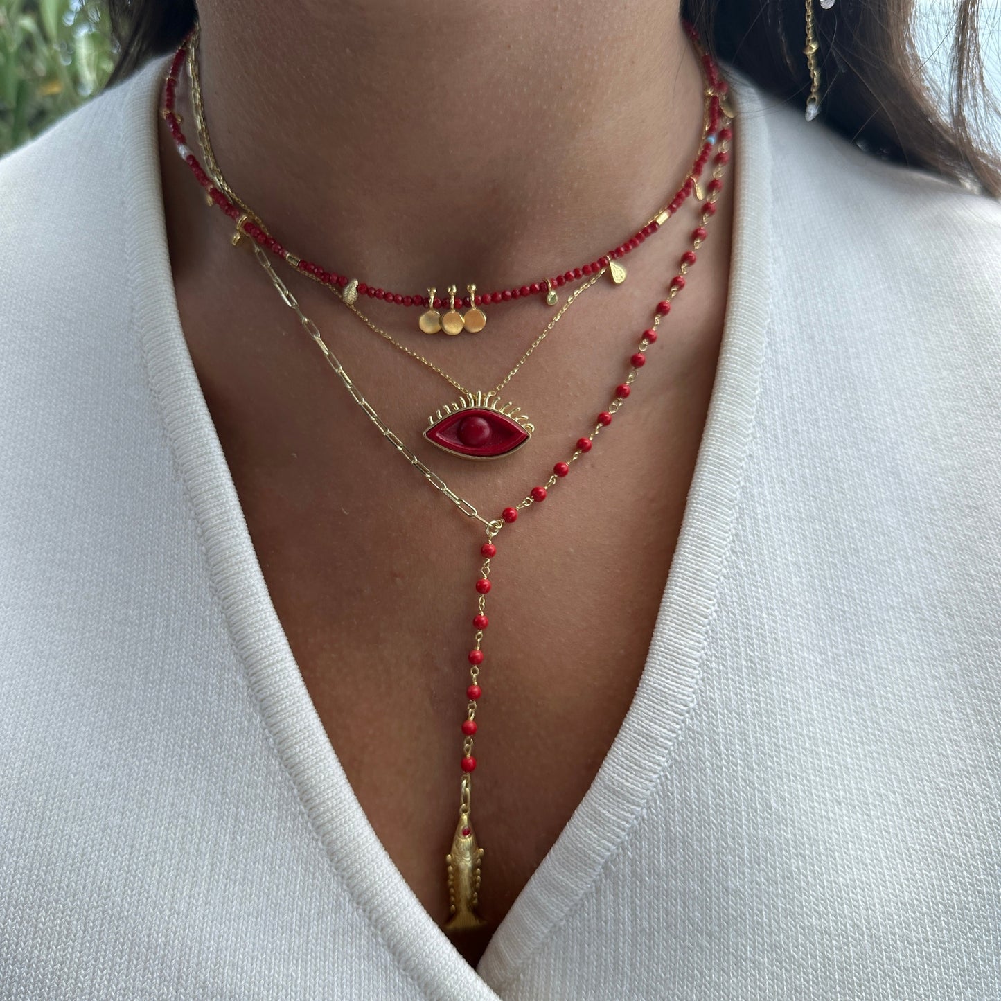 Burgundy Eye Necklace