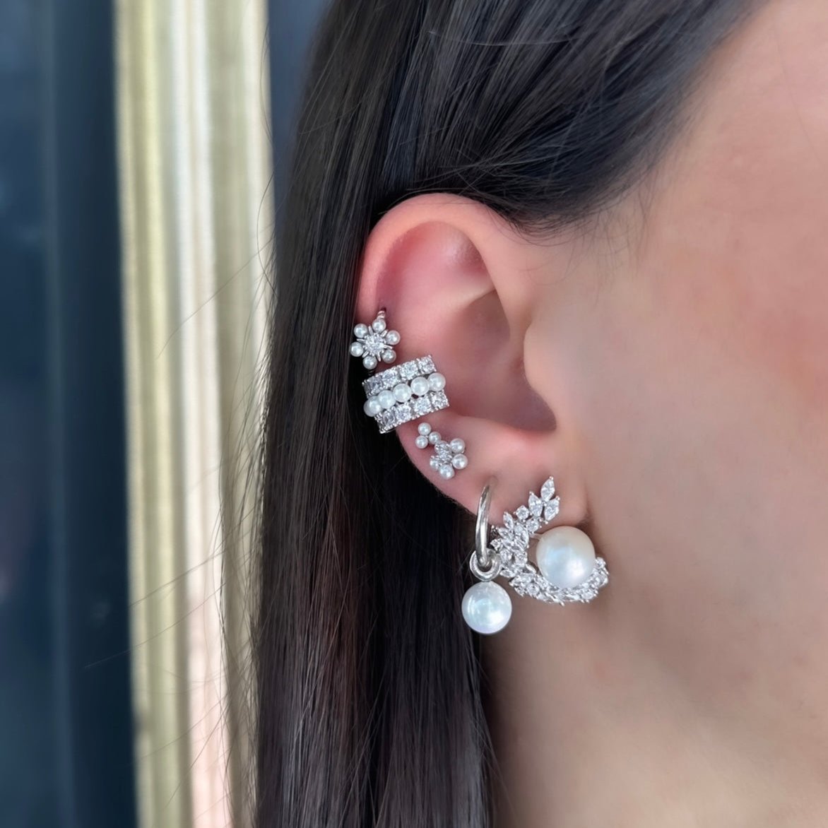 Stone Pearl Earrings