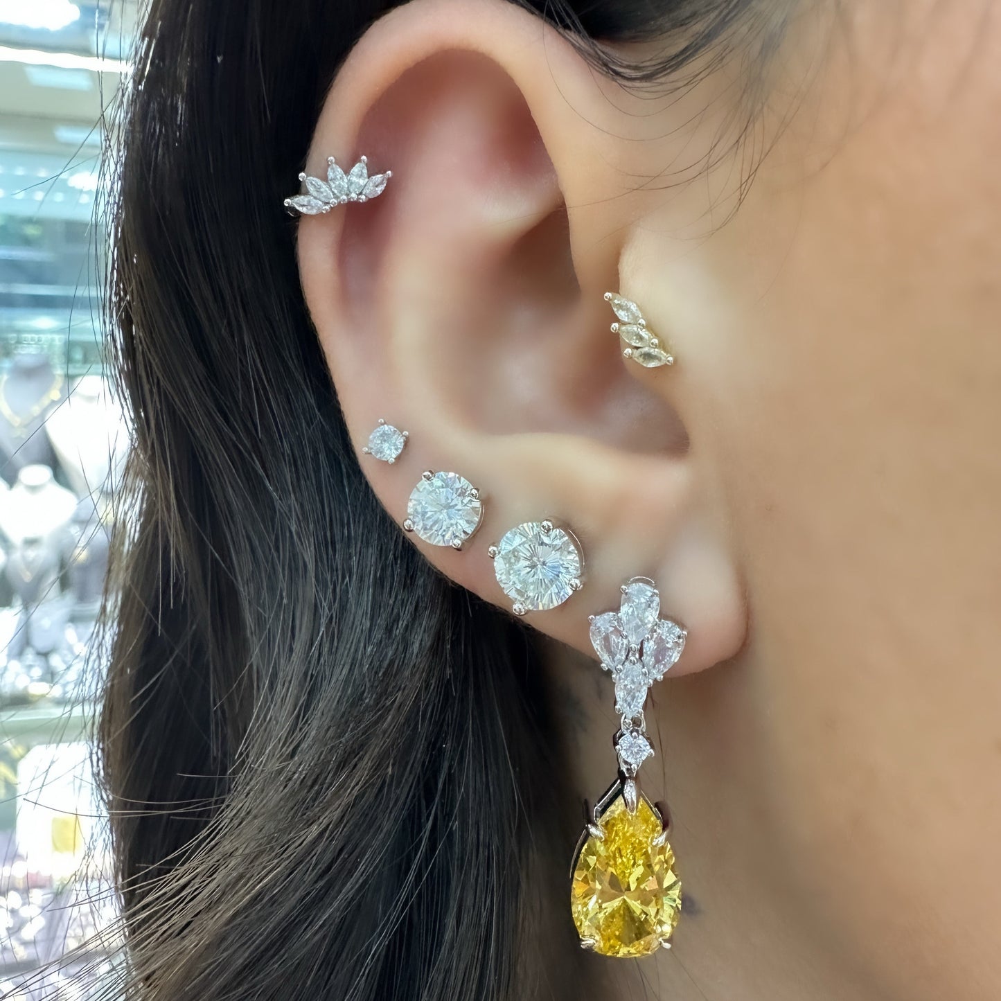 Yellow Pear Cut Earring