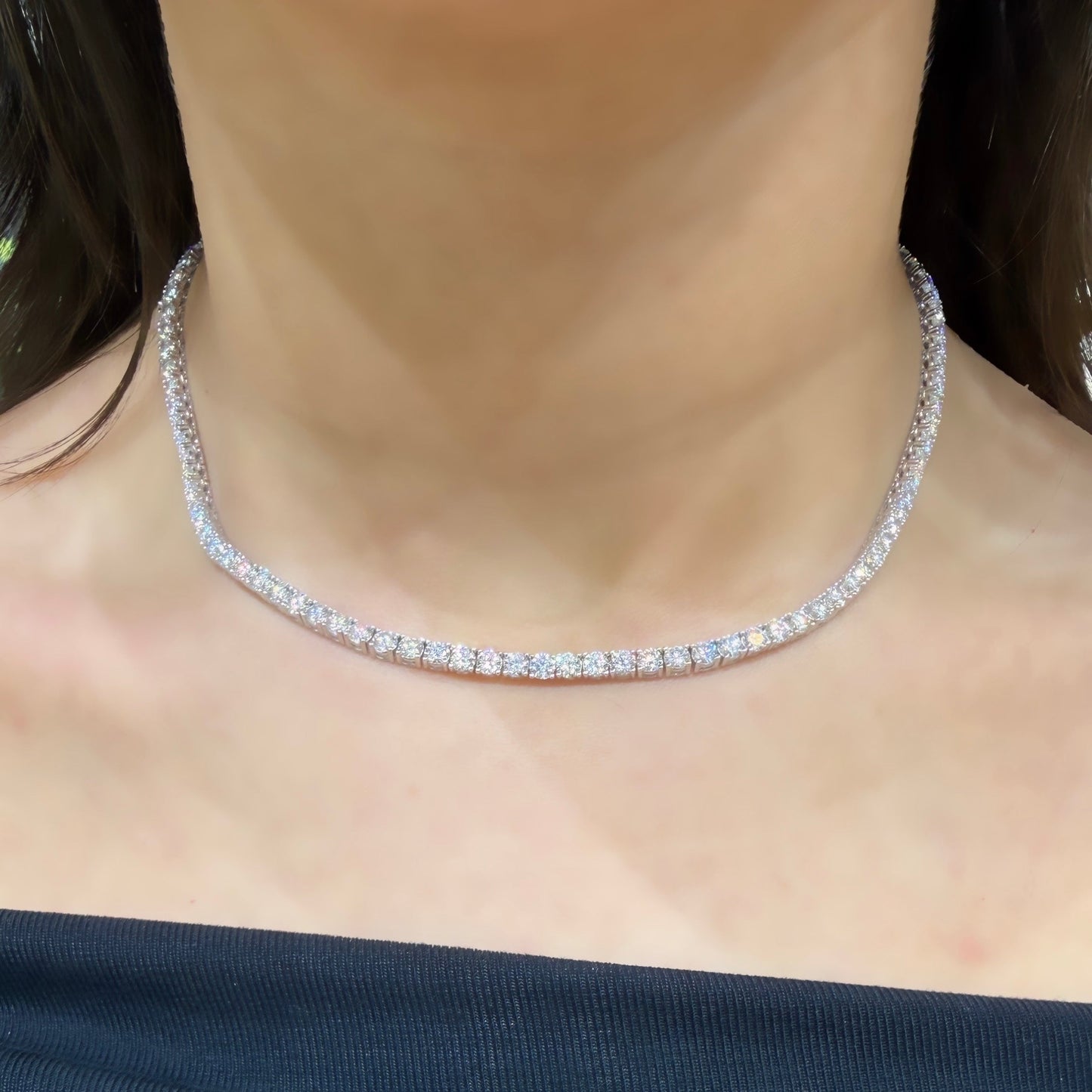 Three and A Half mm Tennis Moissanite Necklace