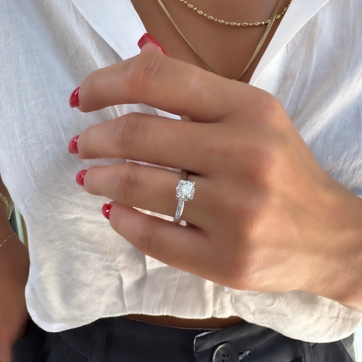 Designer Moissanite Solitaire Ring
