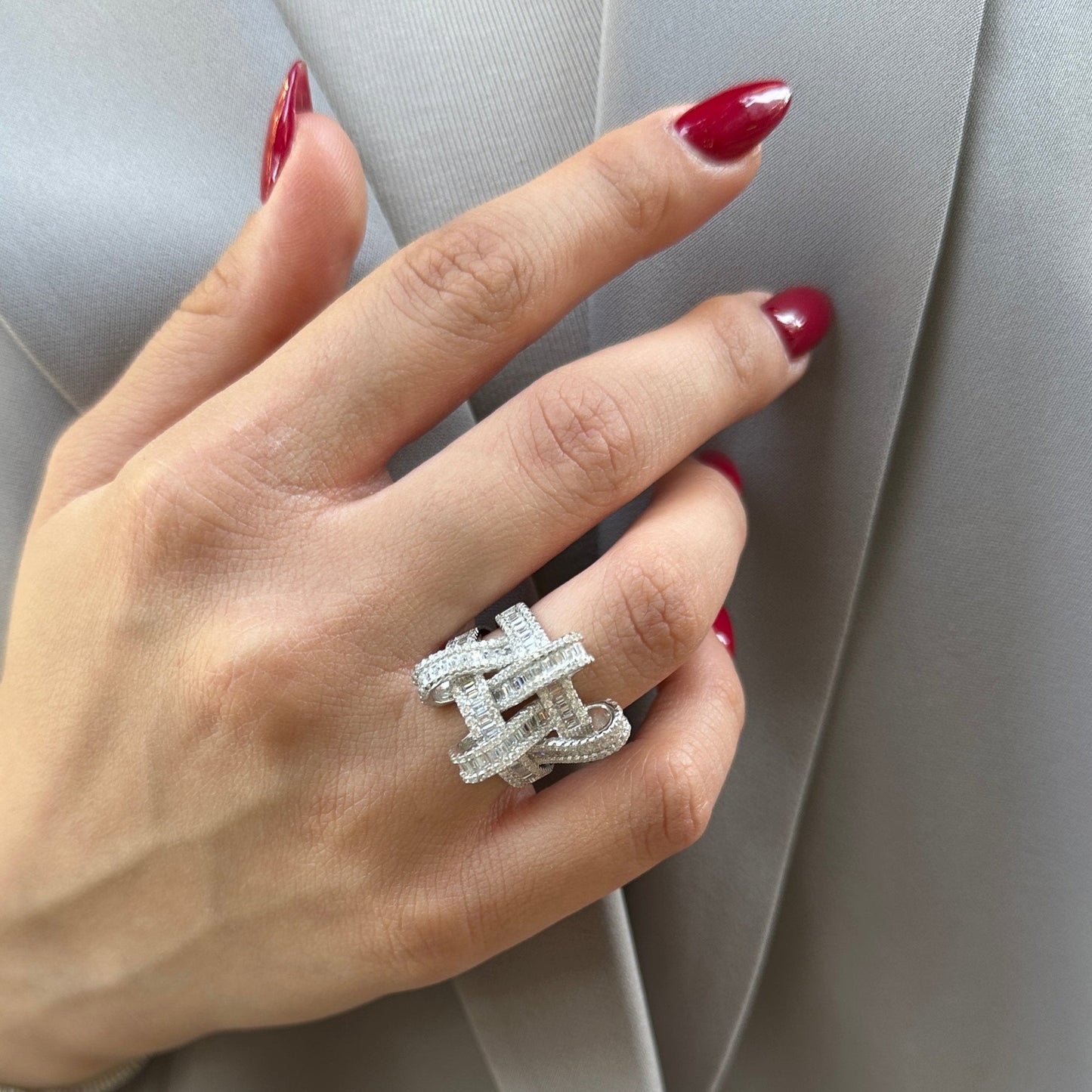 Baguette Stone Knot Ring