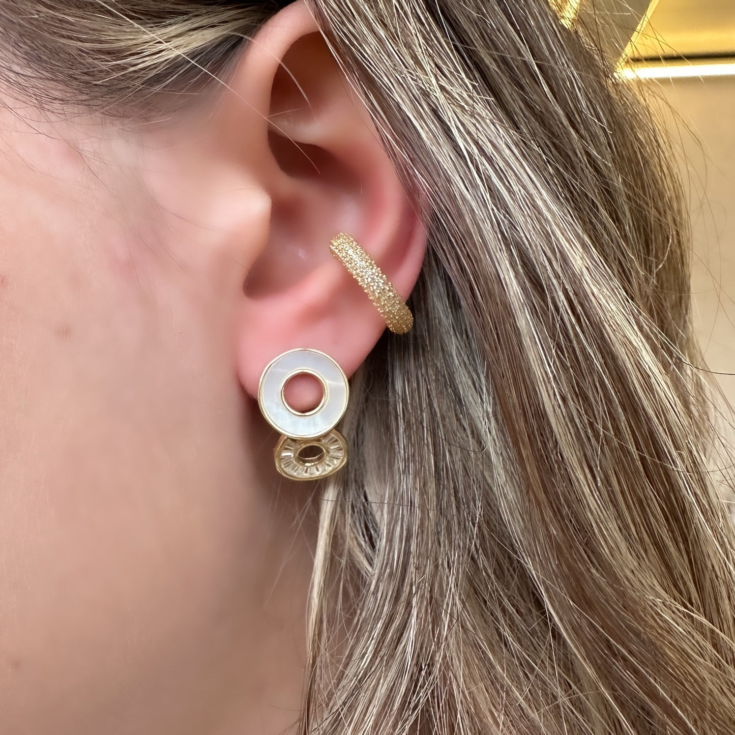 Mother of Pearl Baguette Stone Earring