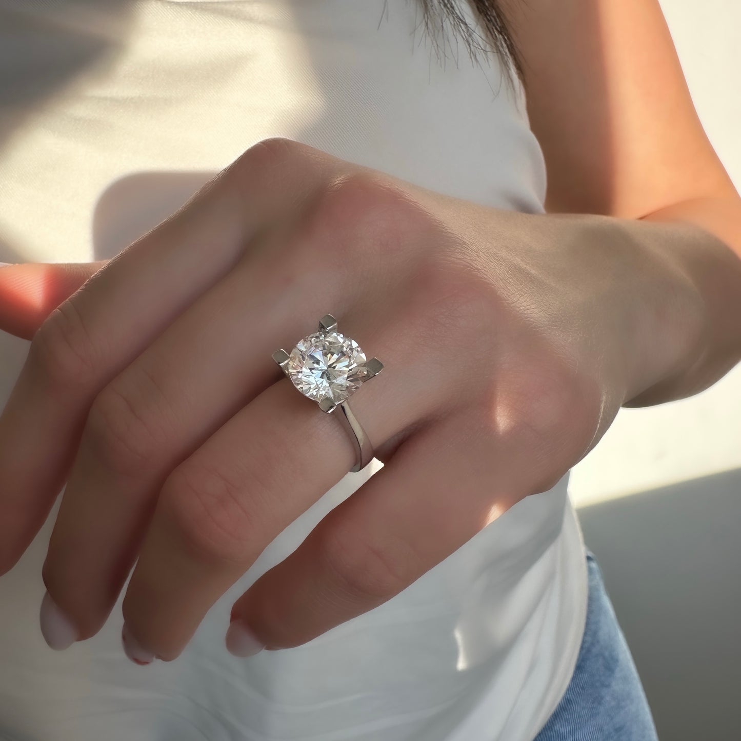 Four Carat G-Color Solitaire Ring