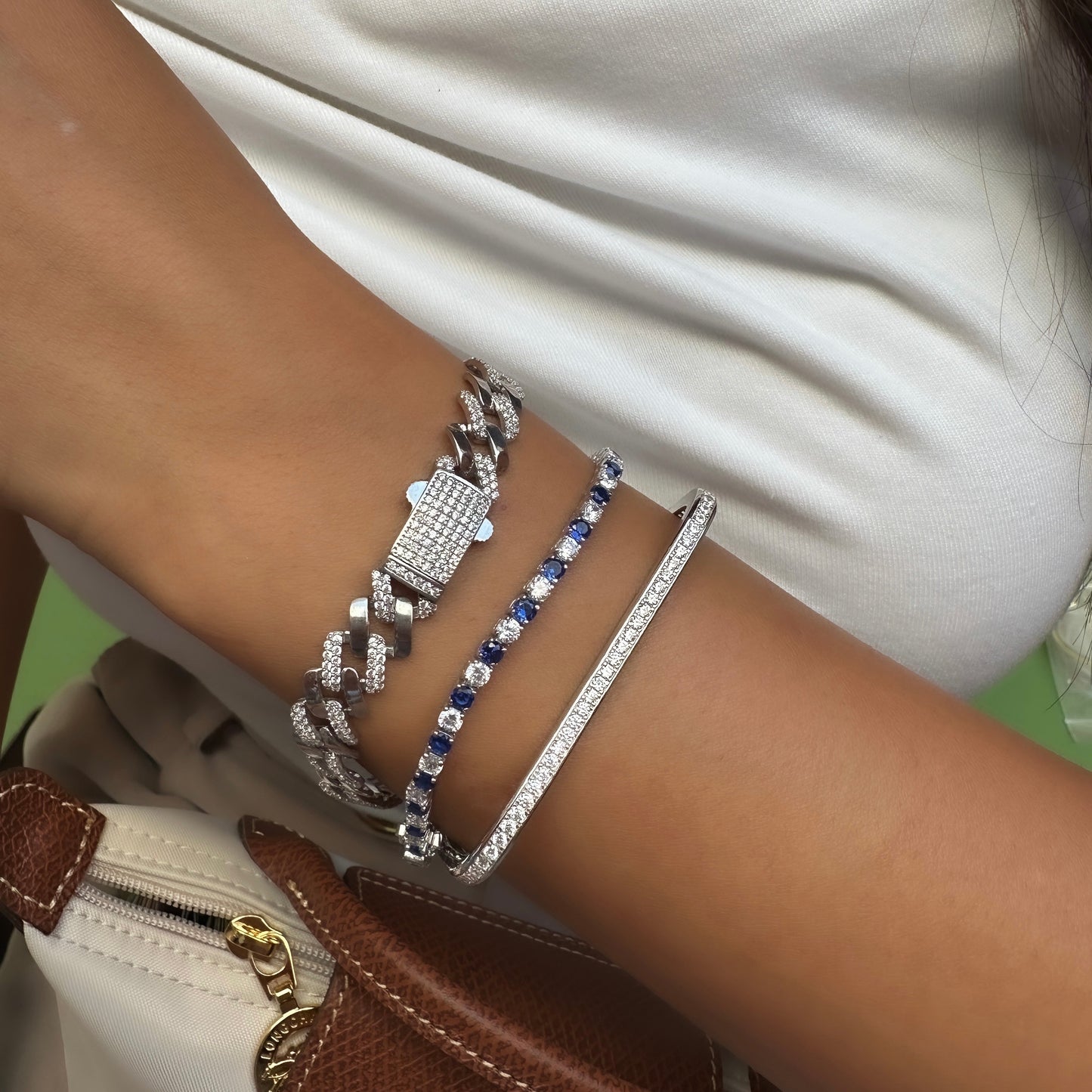Three mm Navy Stone Tennis Bracelet