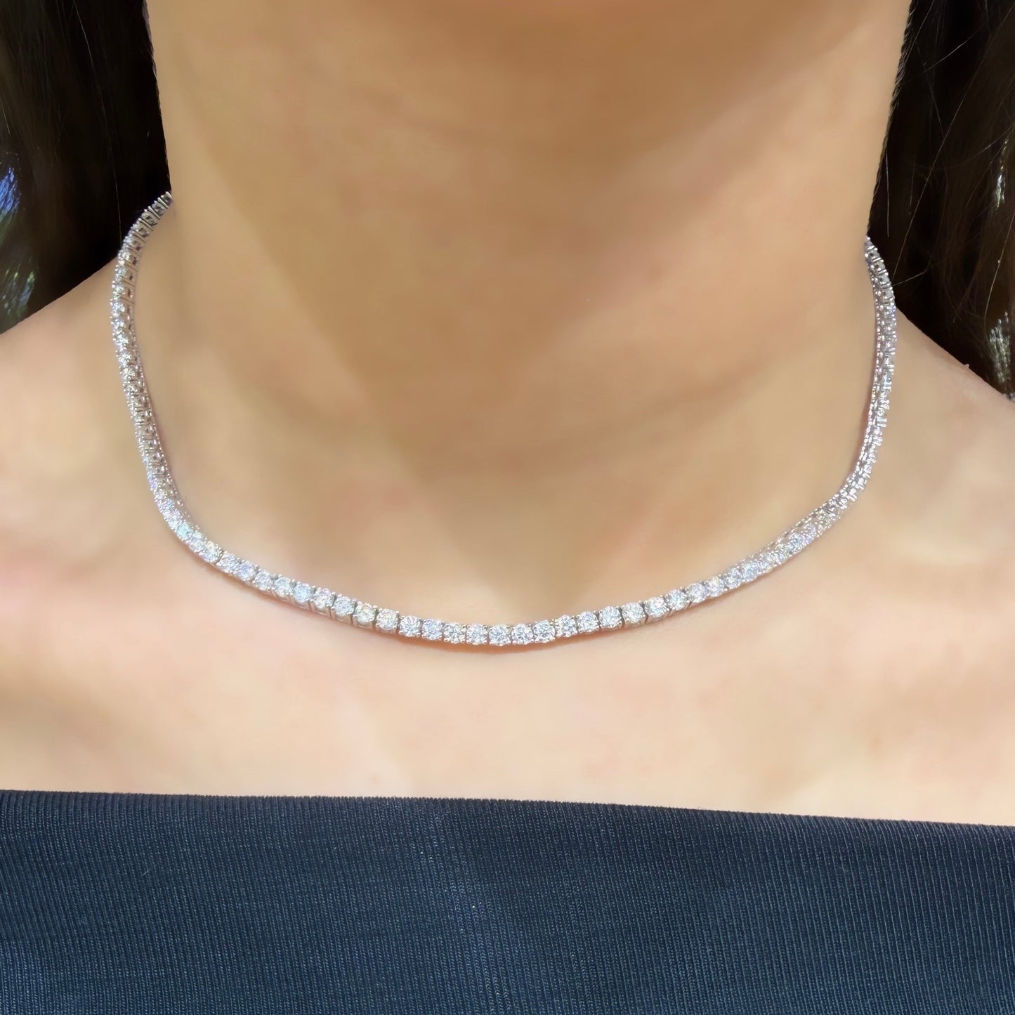 Three mm Moissanite Tennis Necklace