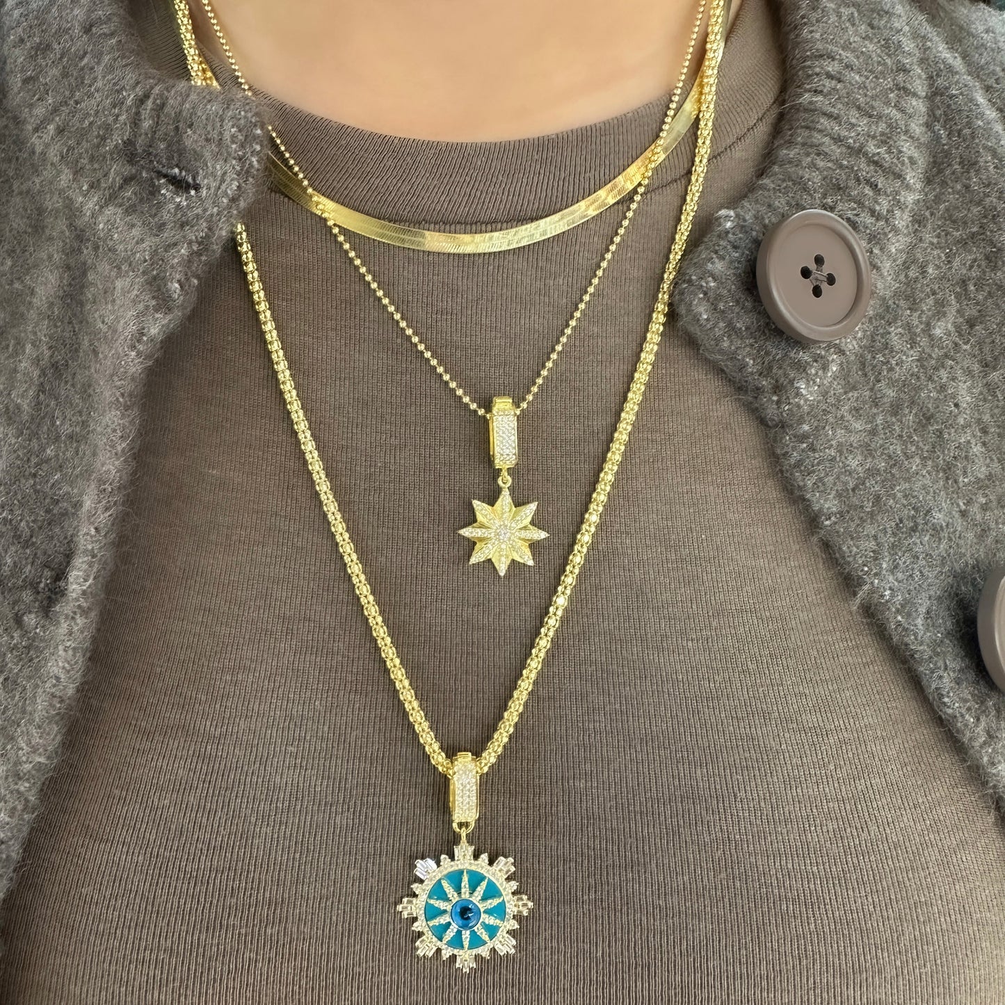 Evil Eye Baguette Stone Pendant / Charm