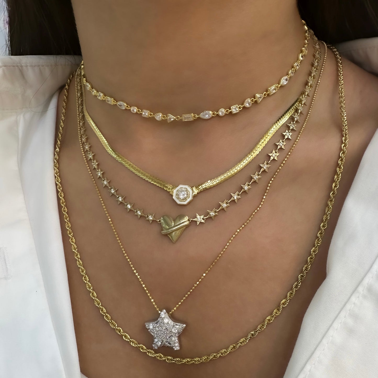 Two Color Star Necklace
