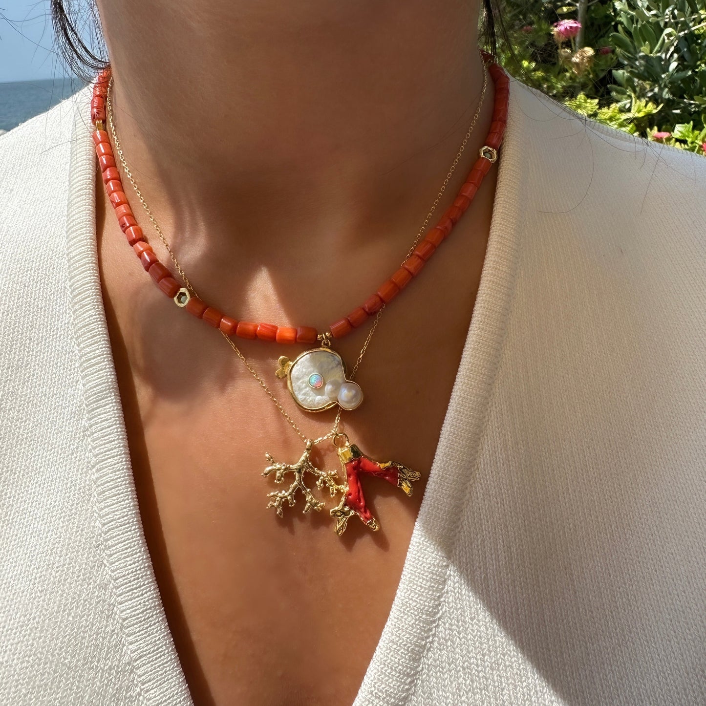 Pearl Coral Natural Stone Necklace