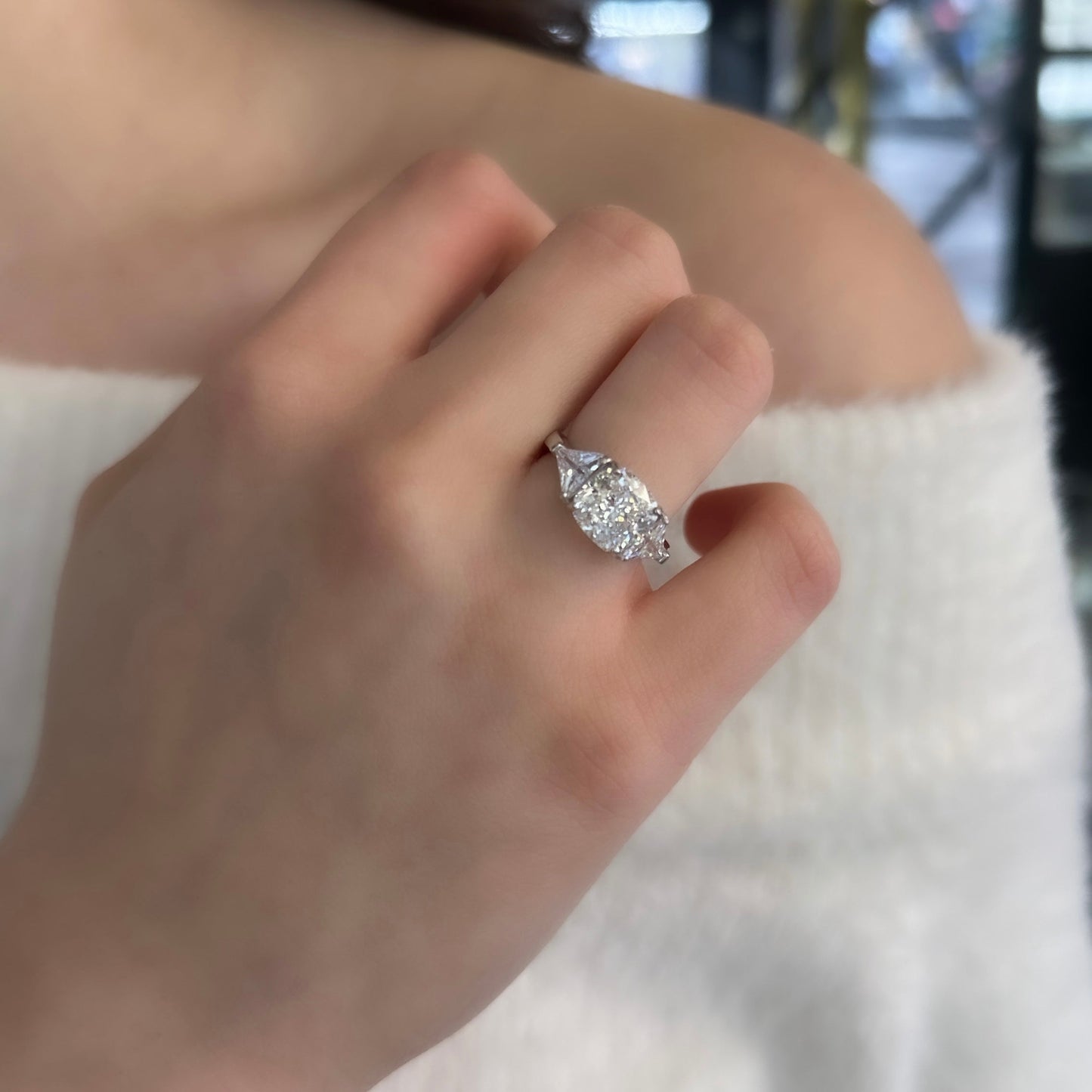 G-Color Ring with Triangular Stones on Sides