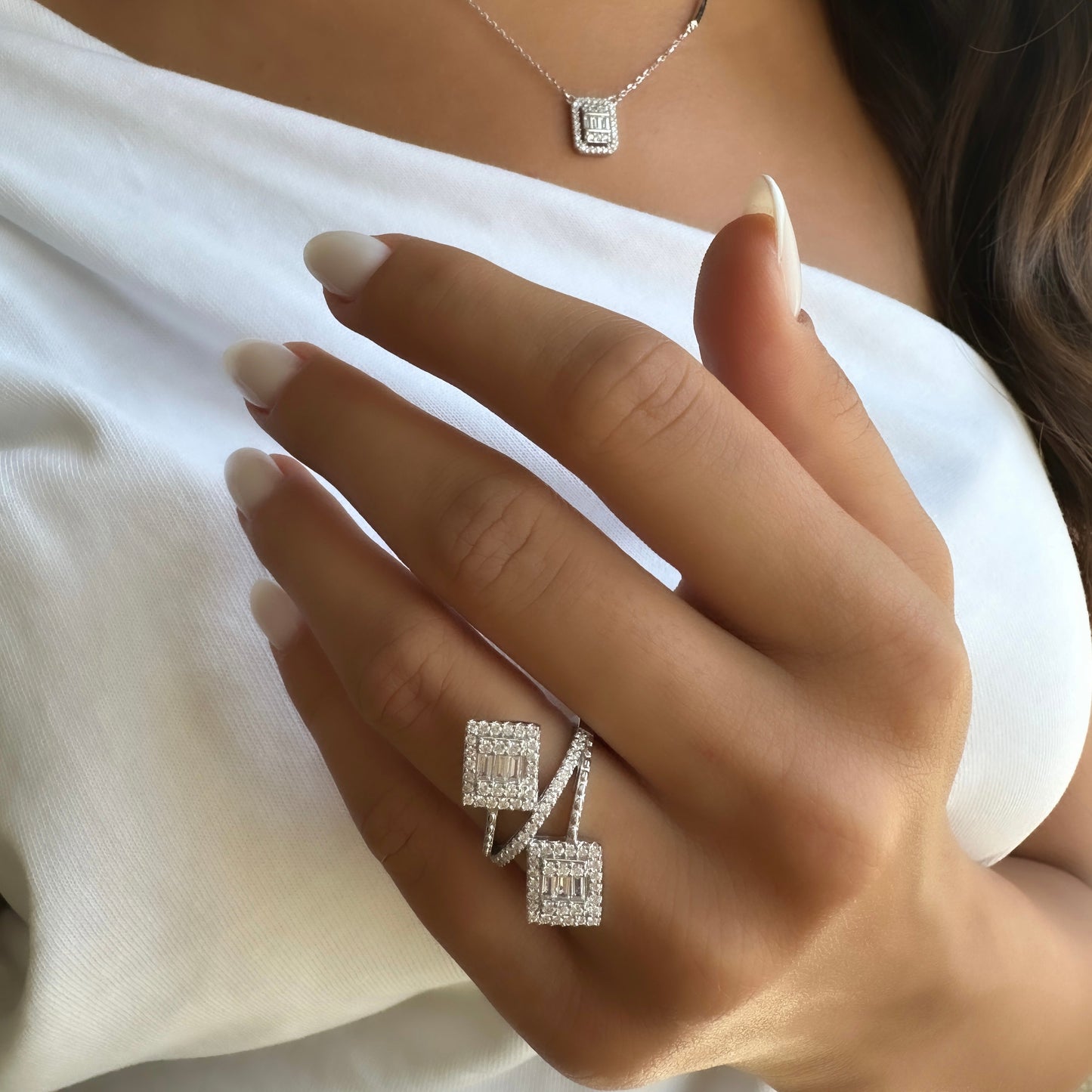Baguette Stone Cross Ring