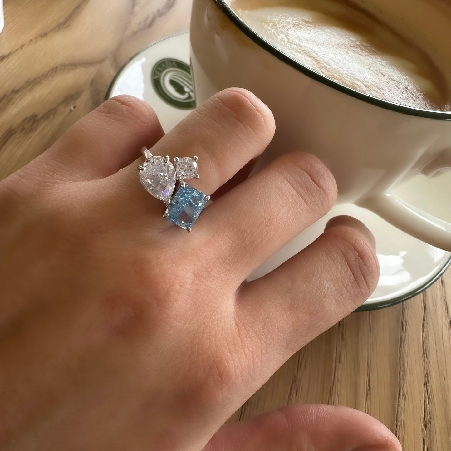 Colored & White Ice Cut Ring