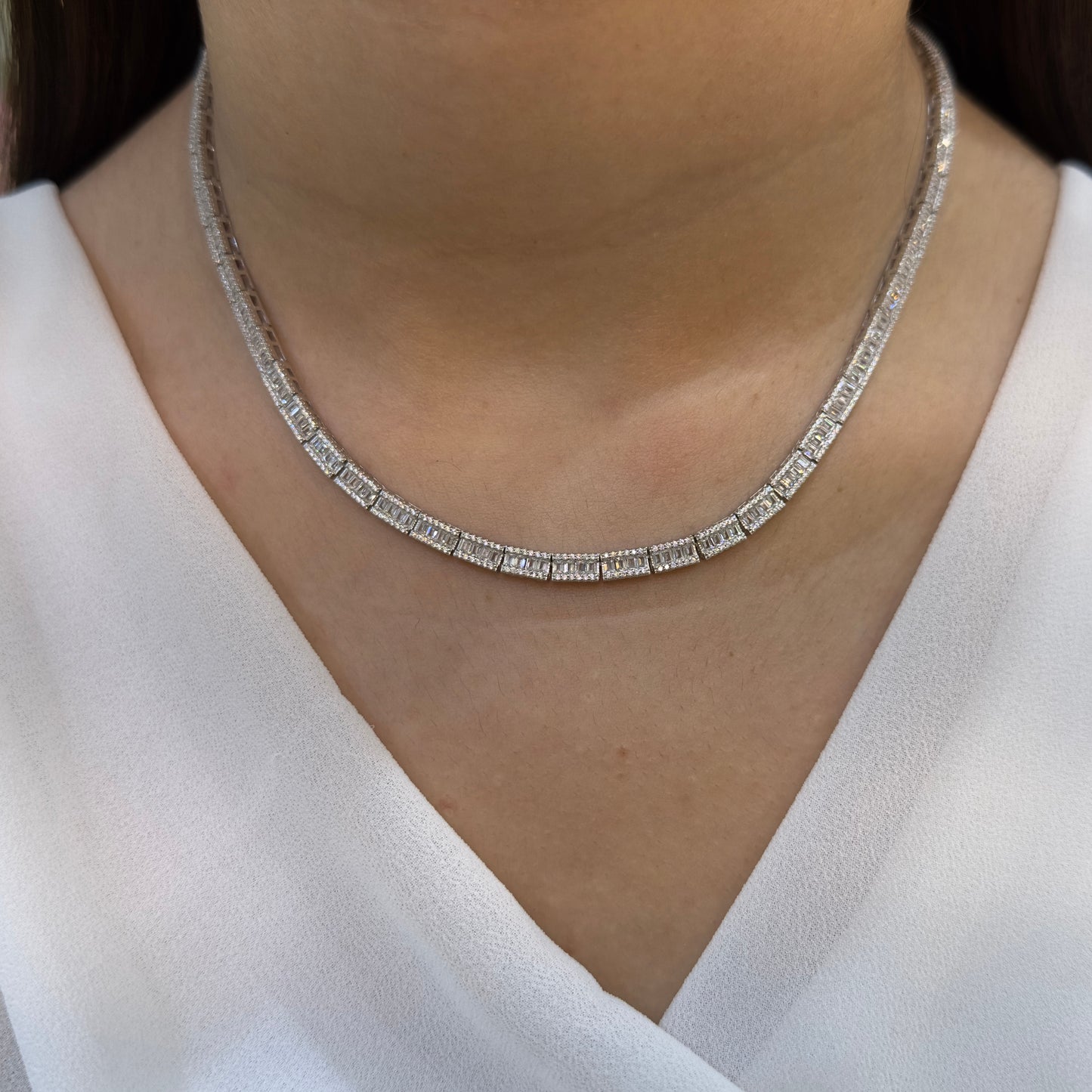 Baguette Stone Tennis Necklace