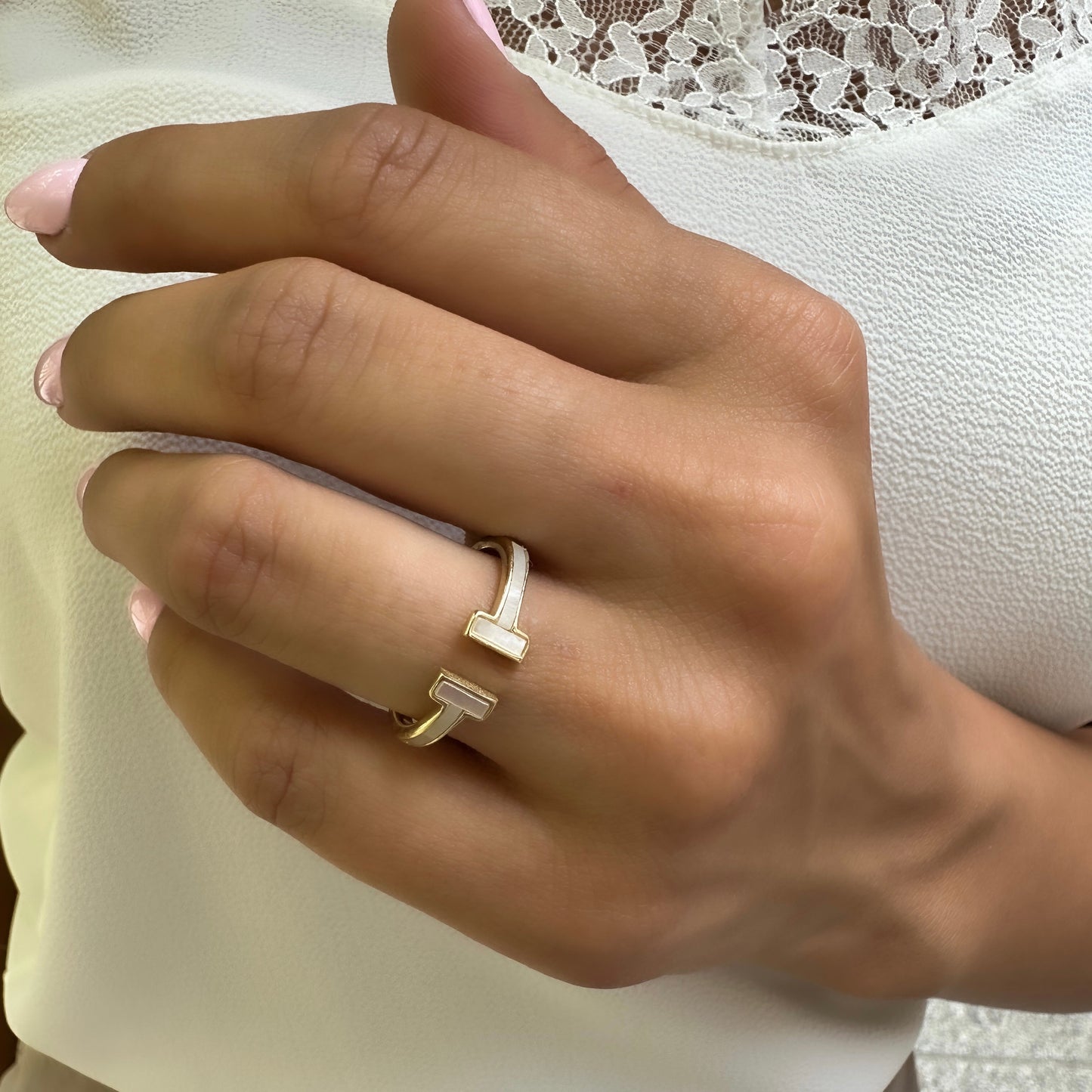 Pearl T Ring
