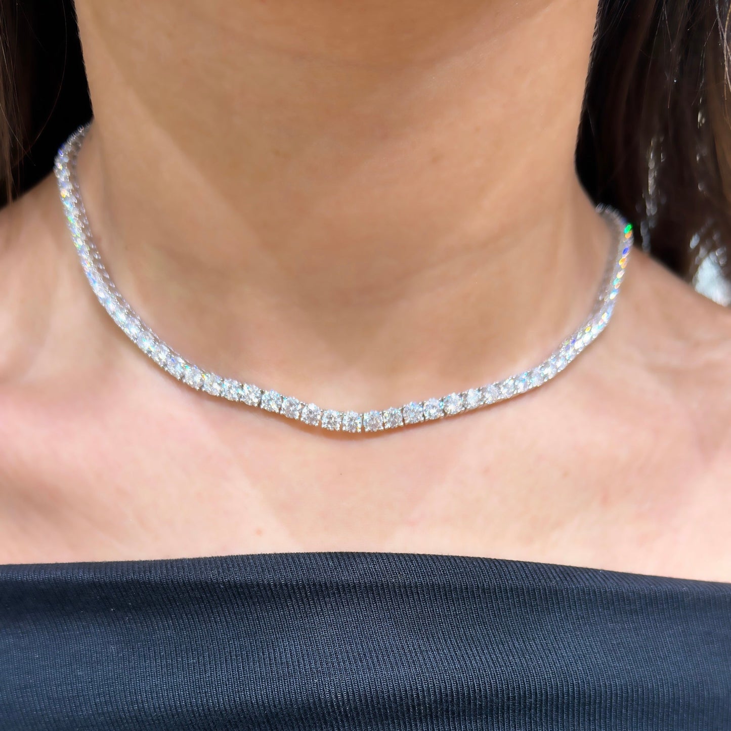 Four mm Moissanite Waterway Necklace