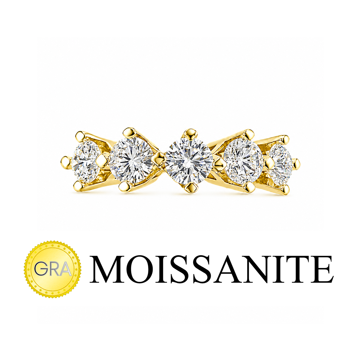 Two Carat Moissanite Five-Stone Ring