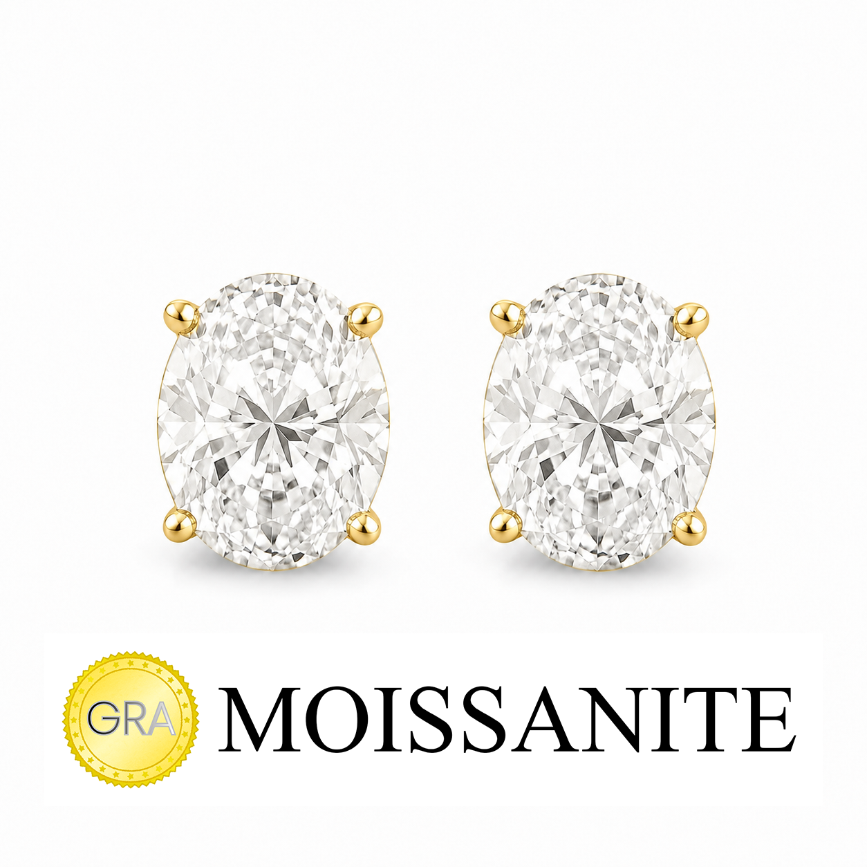 Three Carat Moissanite Oval Earrings