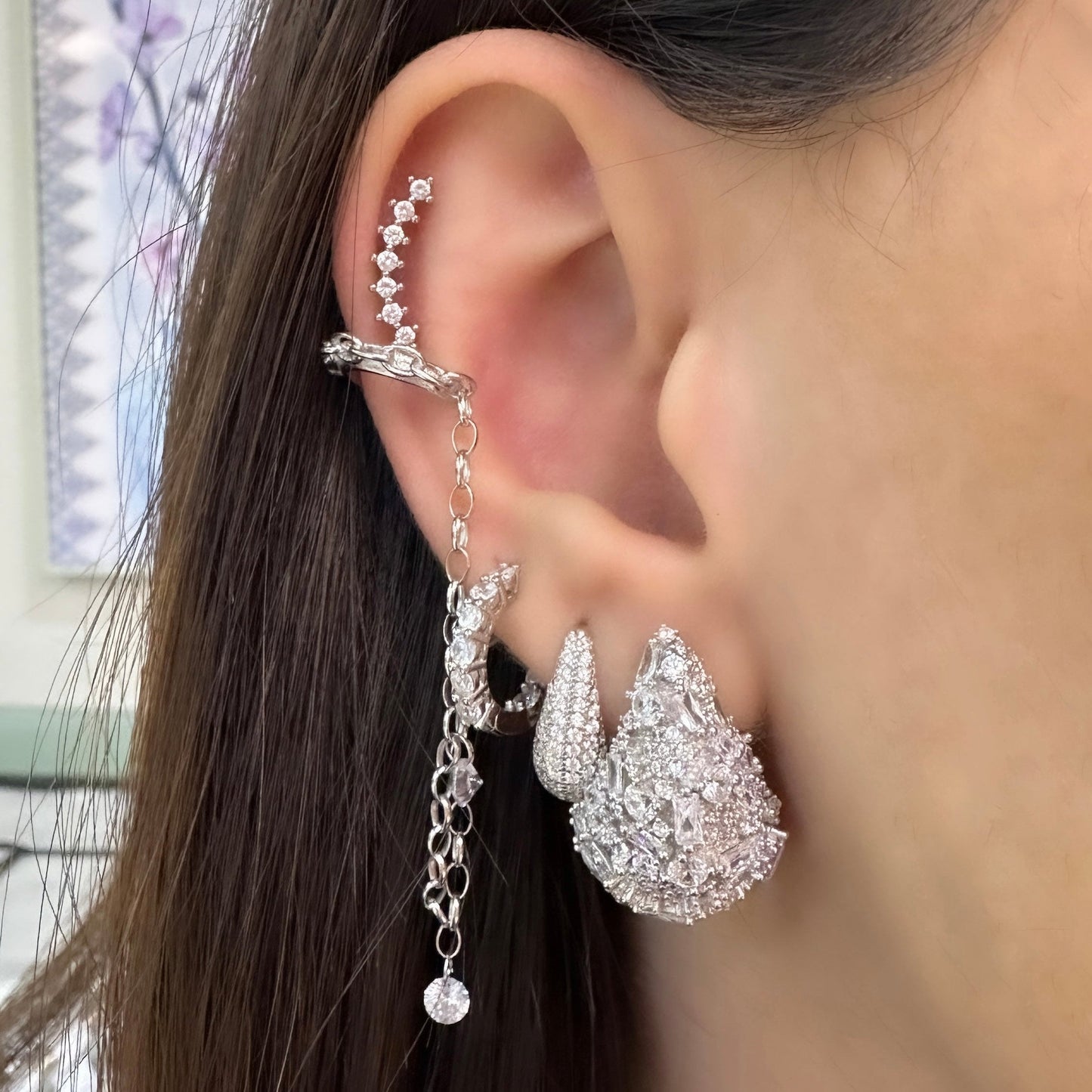 Mixed Stone Pear Earrings
