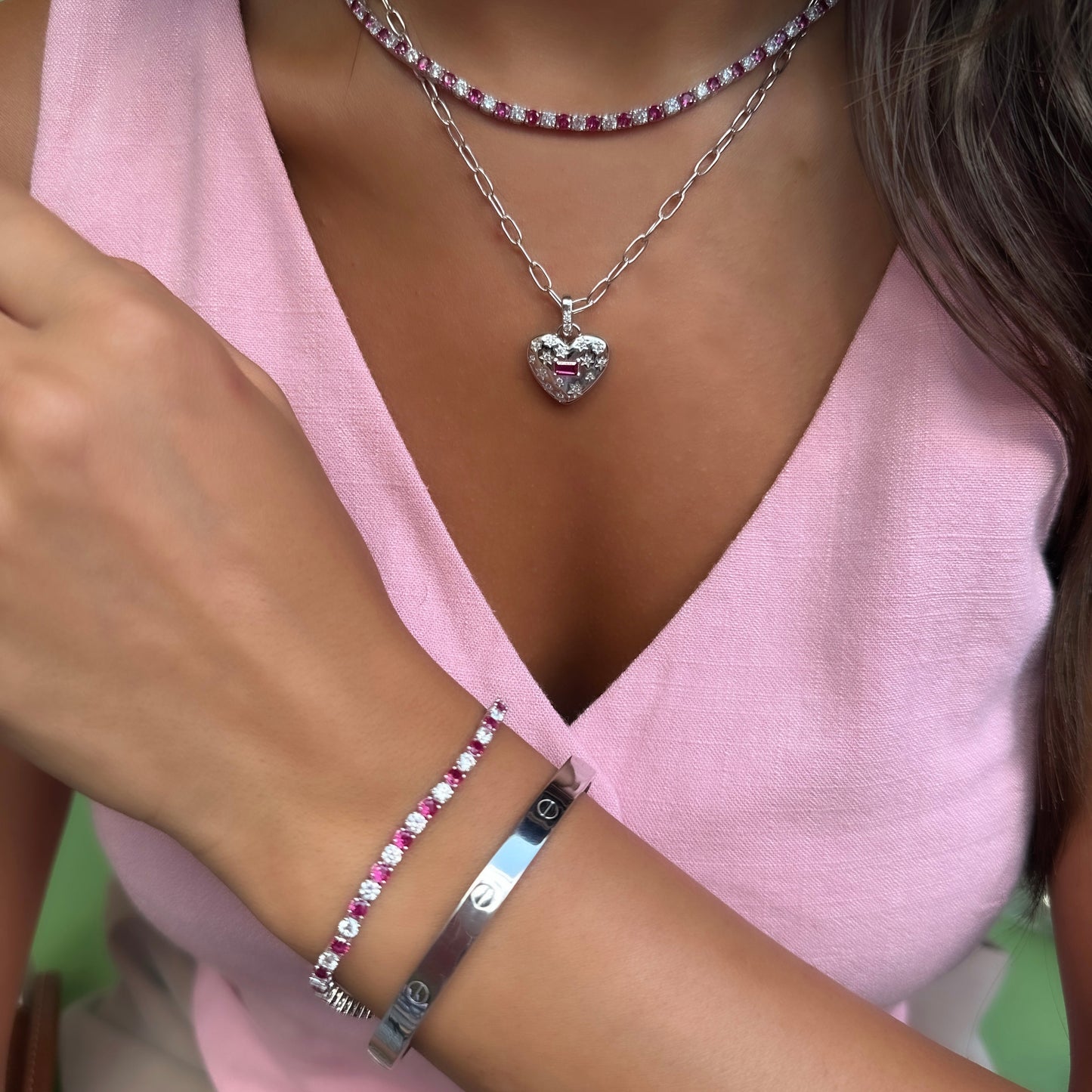 Three mm Fuchsia Stone Tennis Bracelet