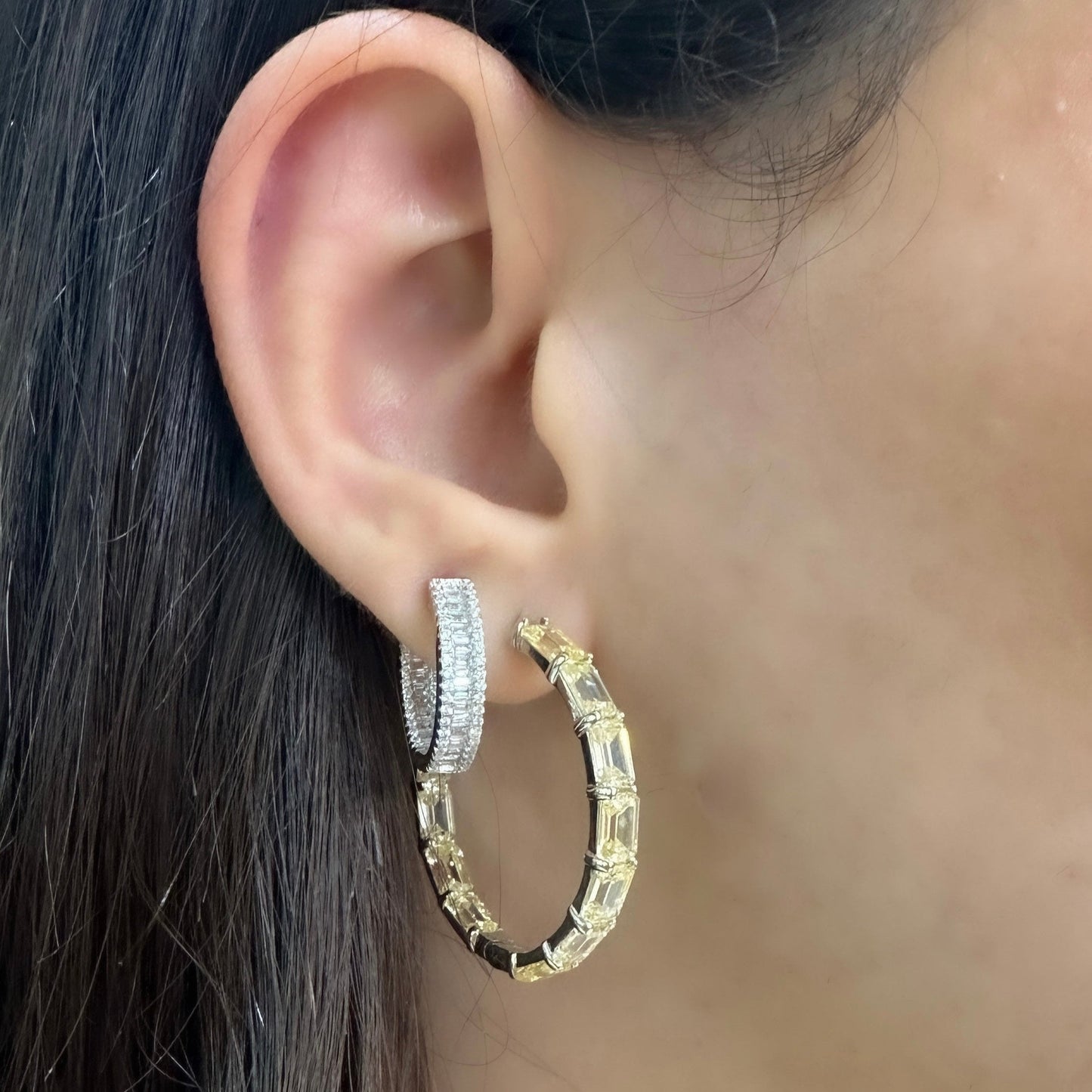 Yellow Stone Baguette Earring