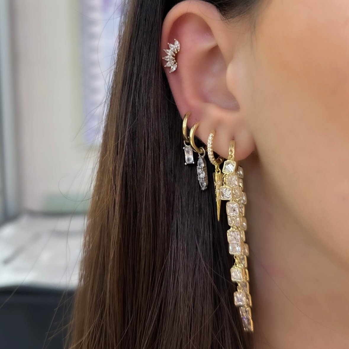 Plastered Square Stone Earrings