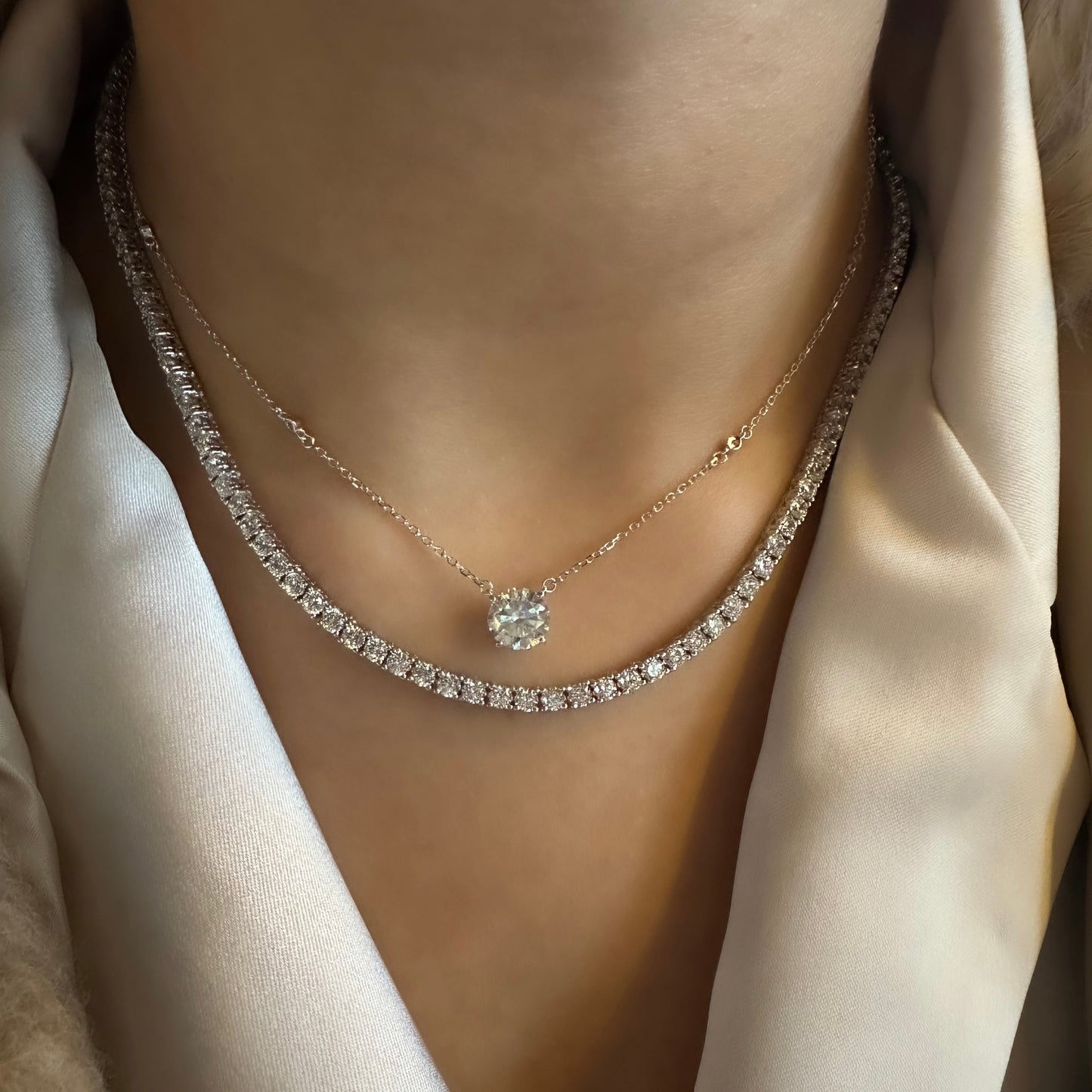 Three mm G-Color Tennis Necklace