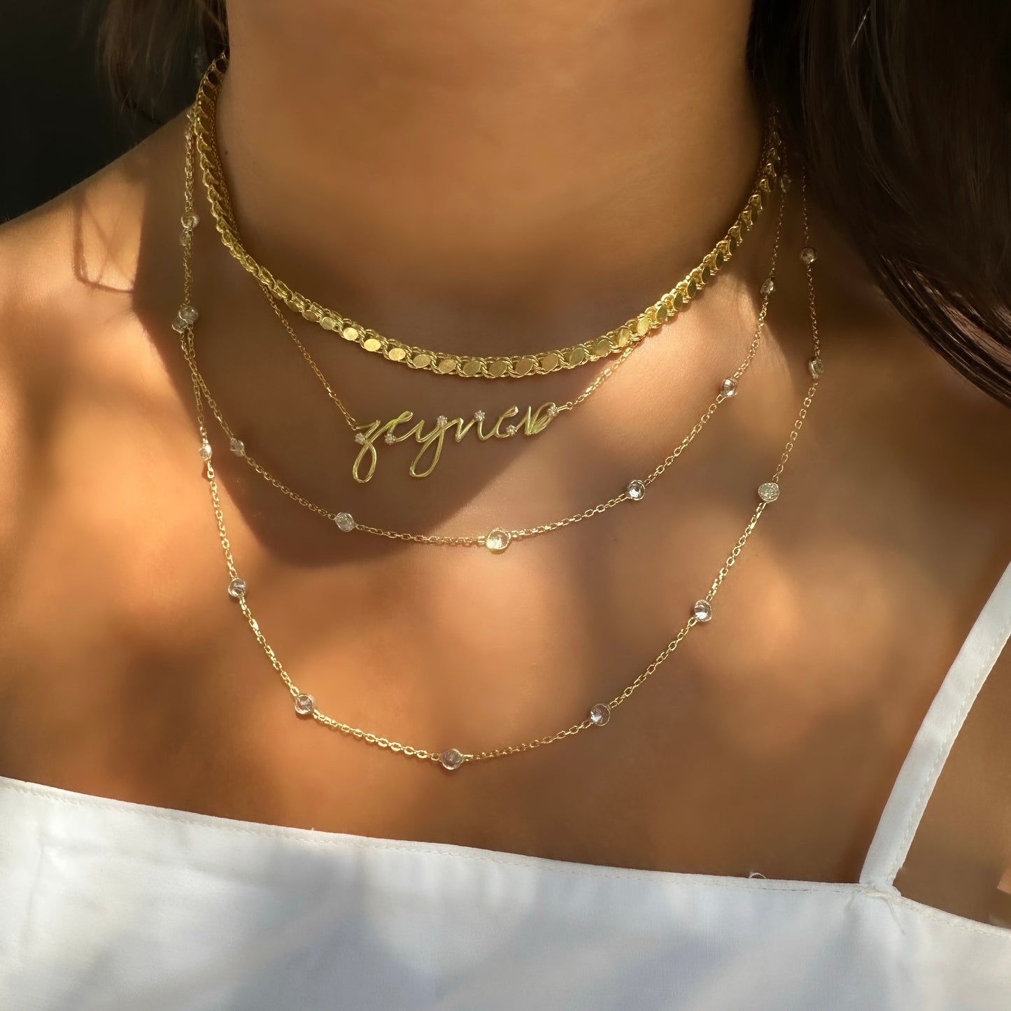 Personalized Name Necklace with Stones