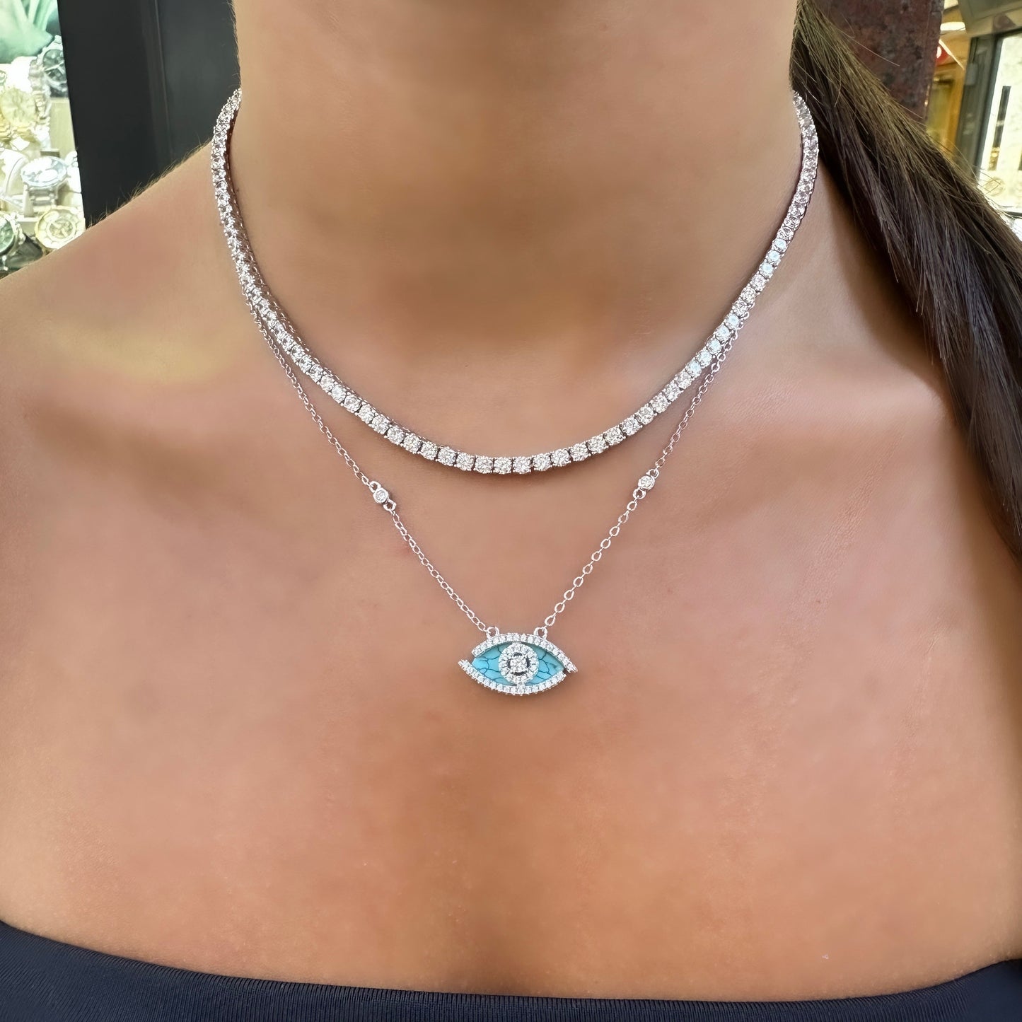 Turquoise Detail Eye Necklace