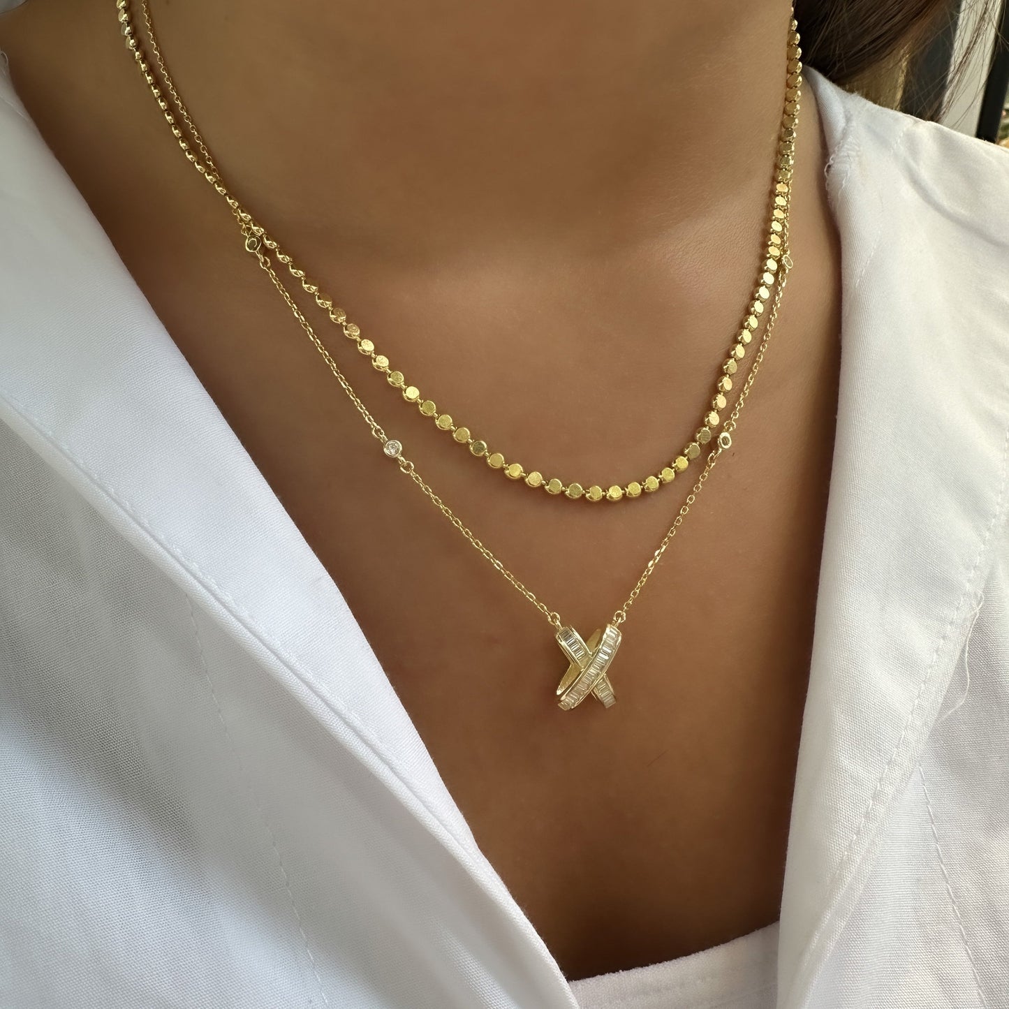 Cross Baguette Necklace