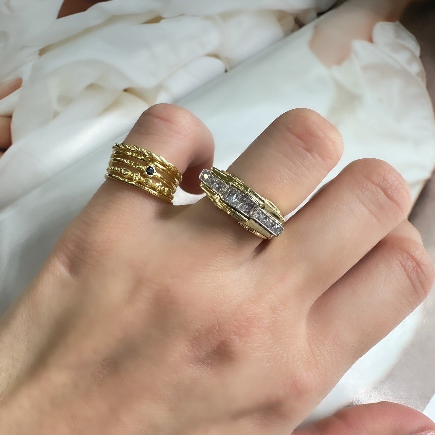 Multi Row Navy Stone Pinky Ring