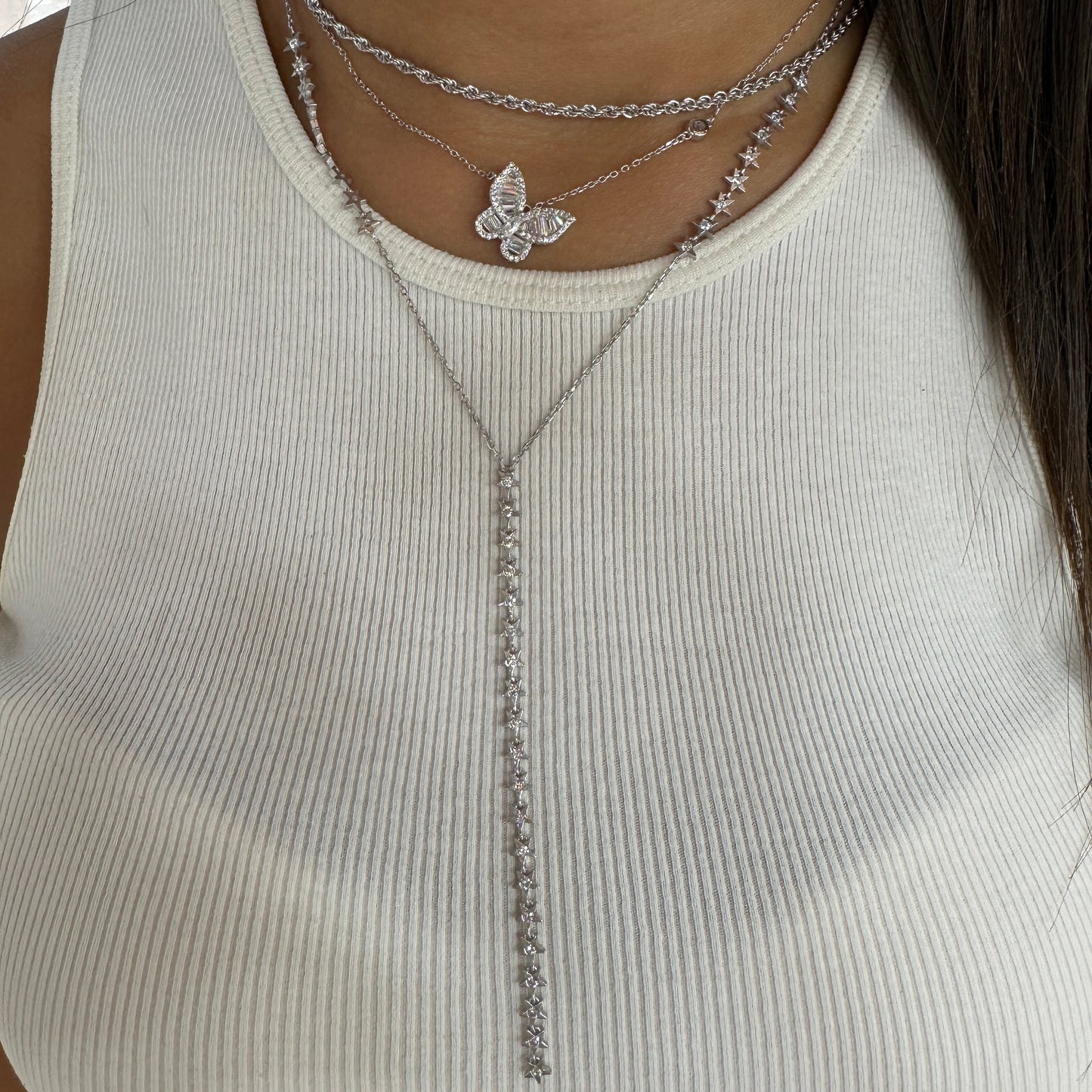Baguette Stone Butterfly Necklace