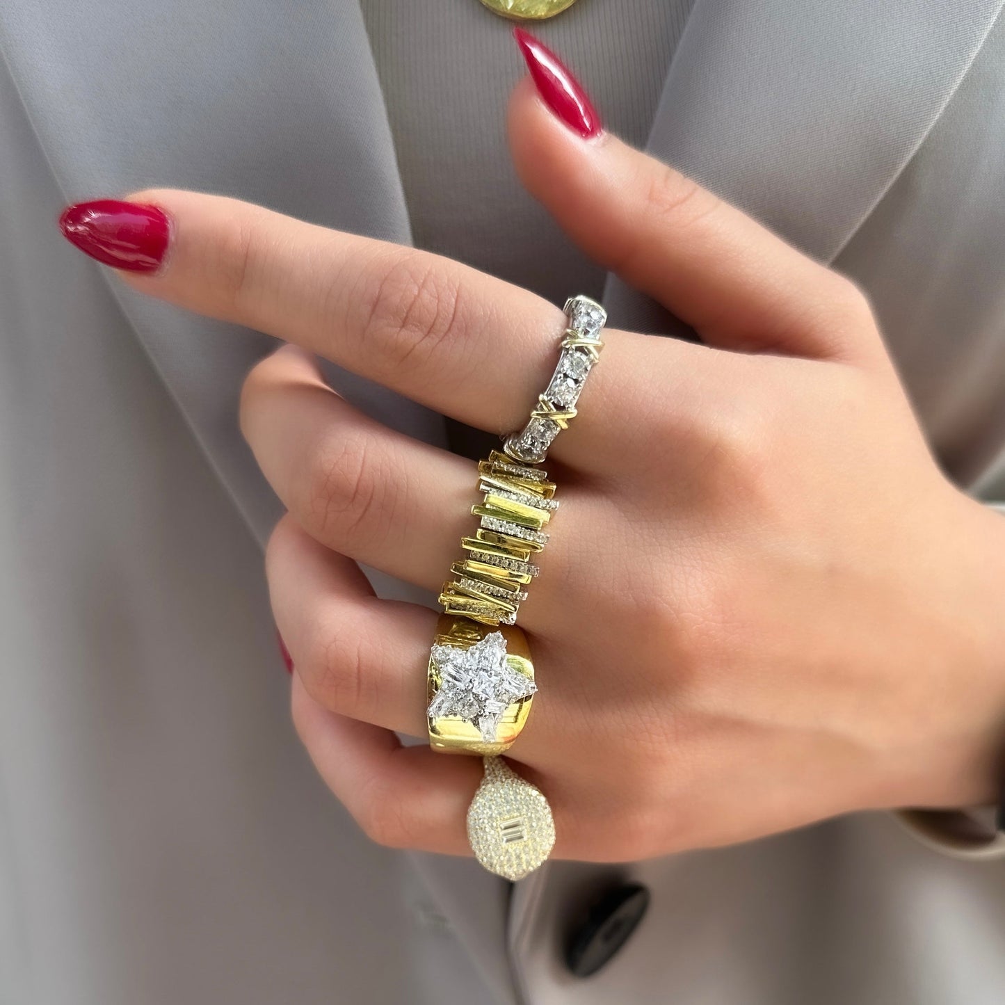 Mixed Stone Star Ring