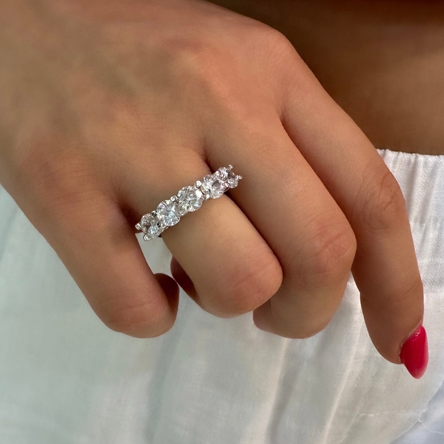 Square Prong Five Stone Ring