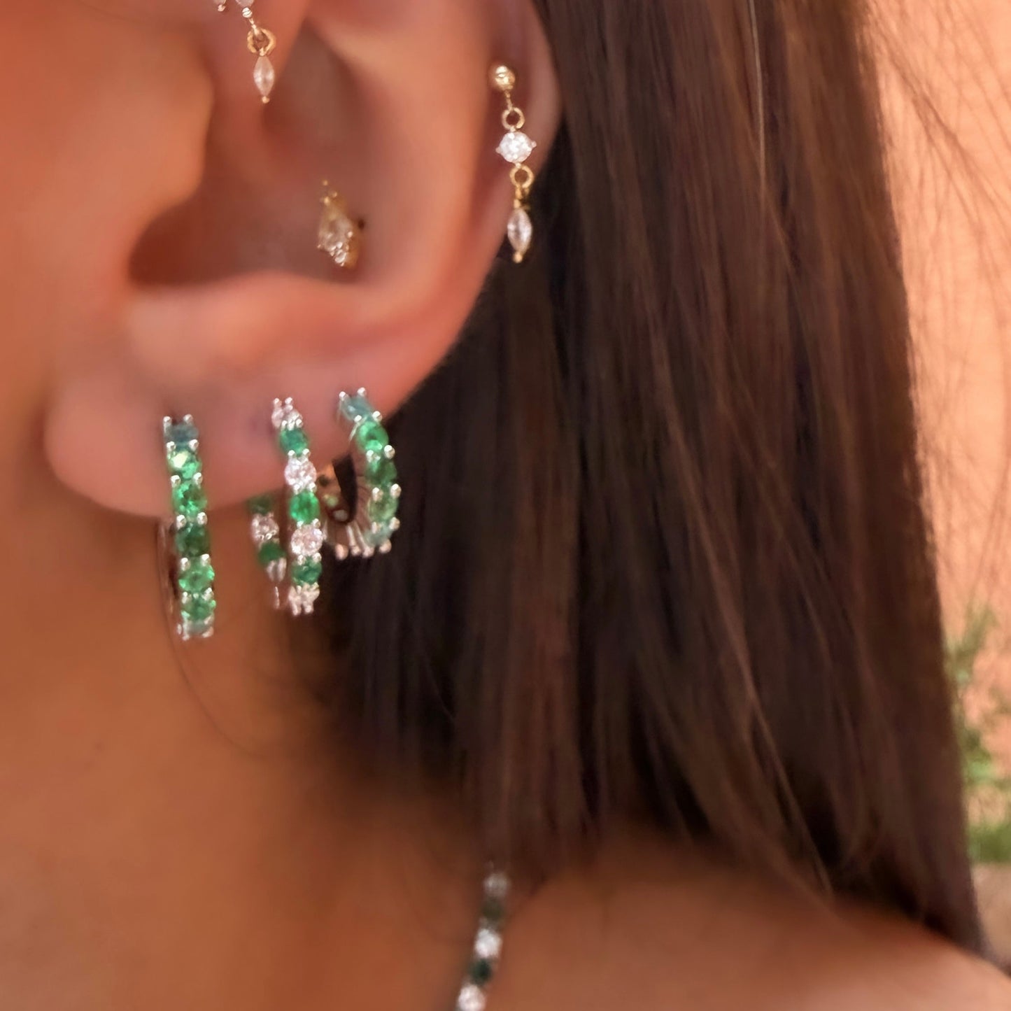 Green Toned Waterway Hoop Earrings