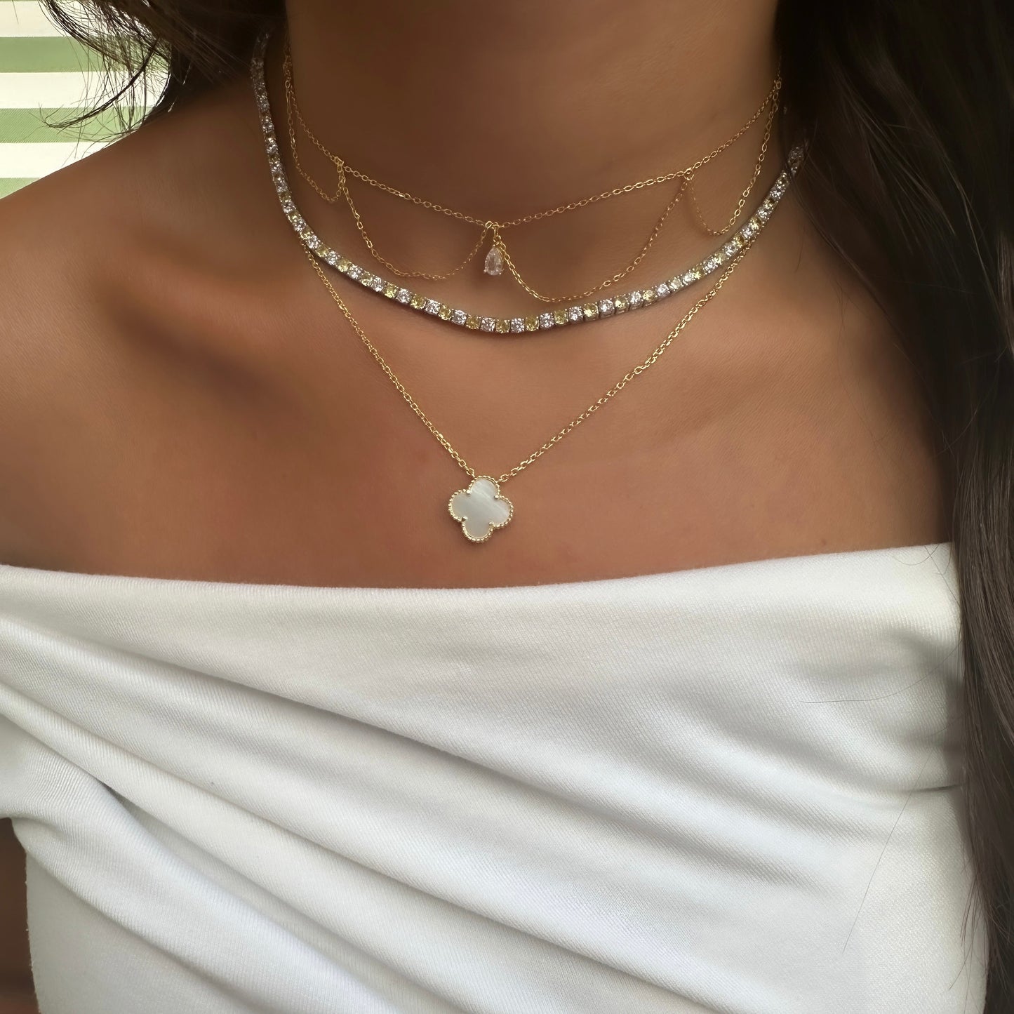 Two and a half mm Yellow Stone Tennis Necklace