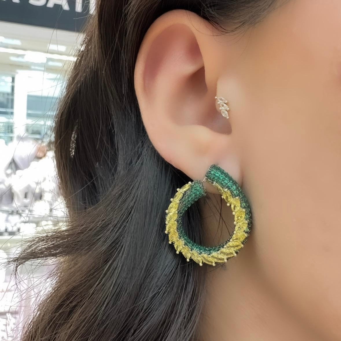 Yellow-Green Color Design Earring