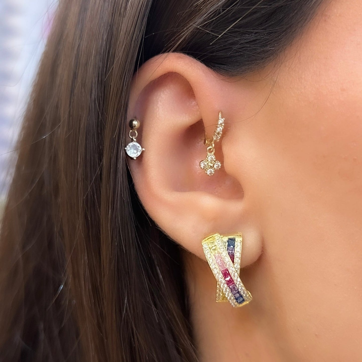 Colorful Stone Pin Earrings