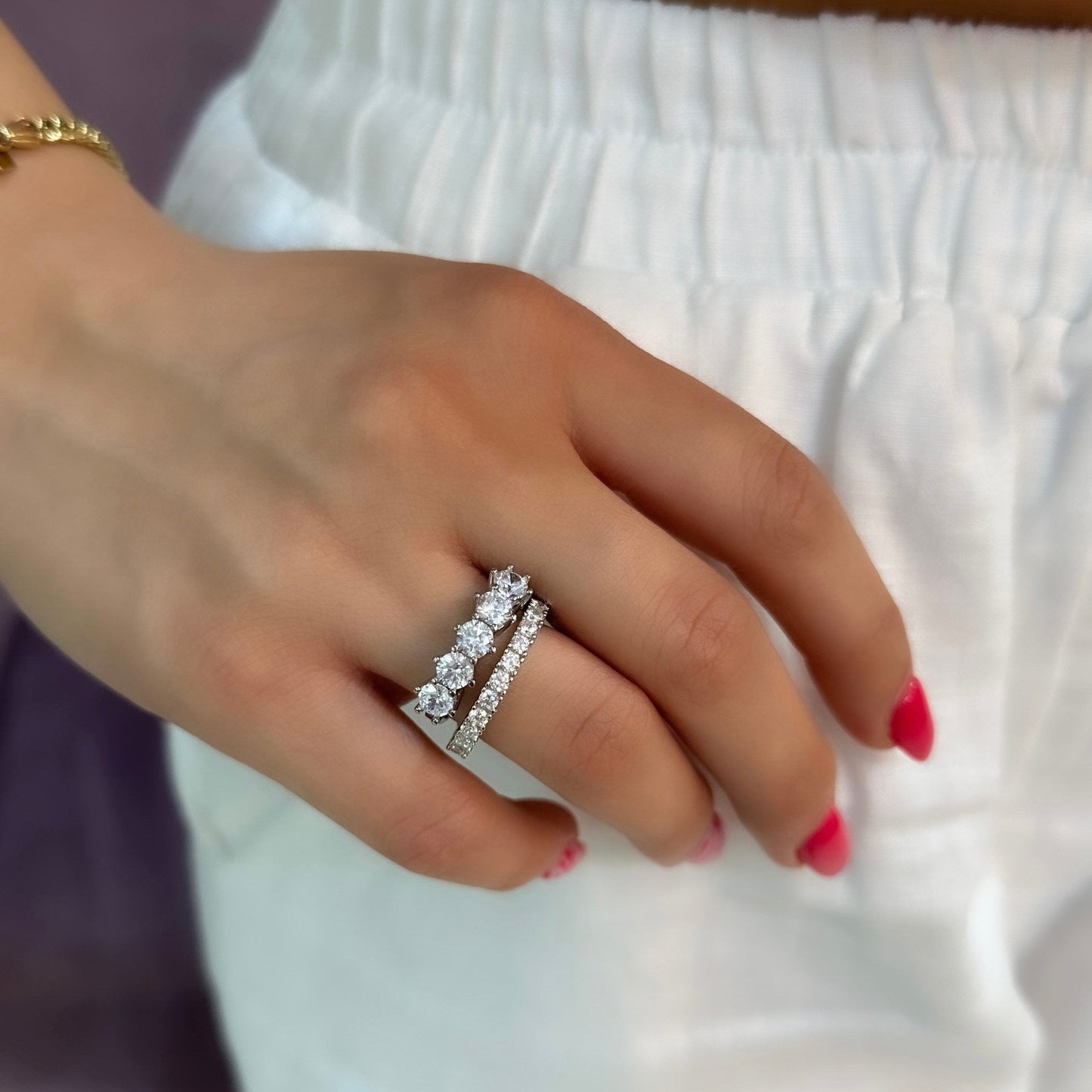 Six Prong Five Stone Ring