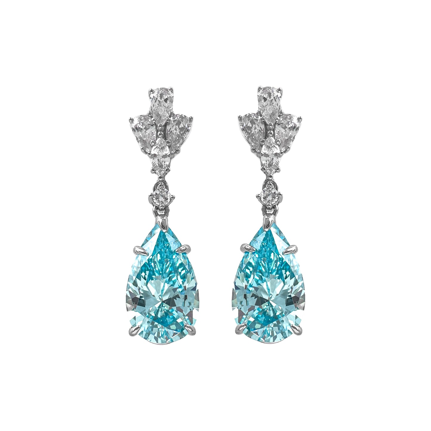 Blue Moissanite Pear Cut Earring