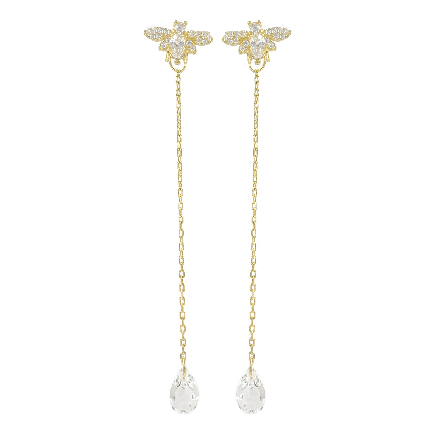 Bee Design Dangle Stone Earrings